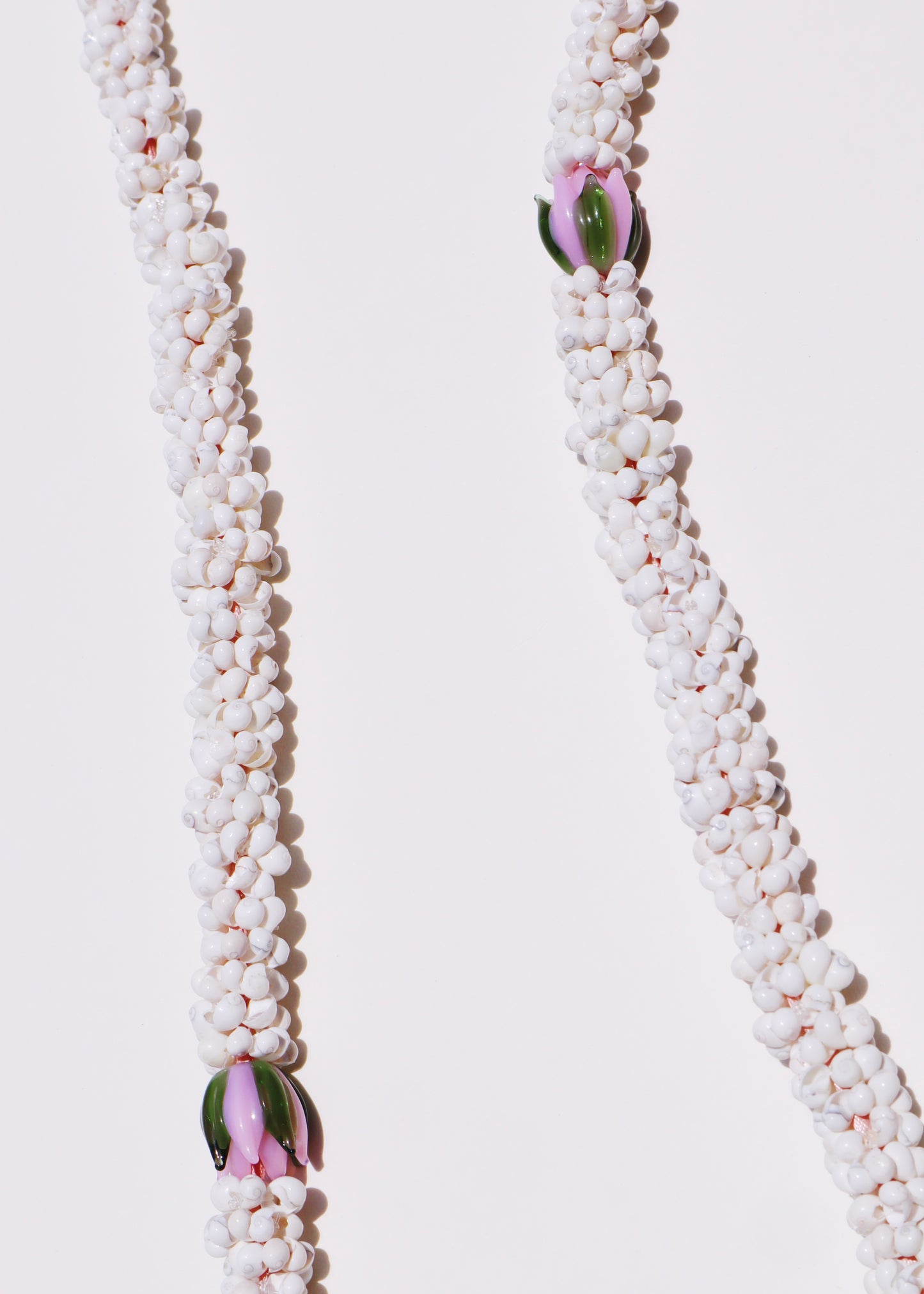 Lokelani Rose Mongo Shell Lei with 2 Glass Pua