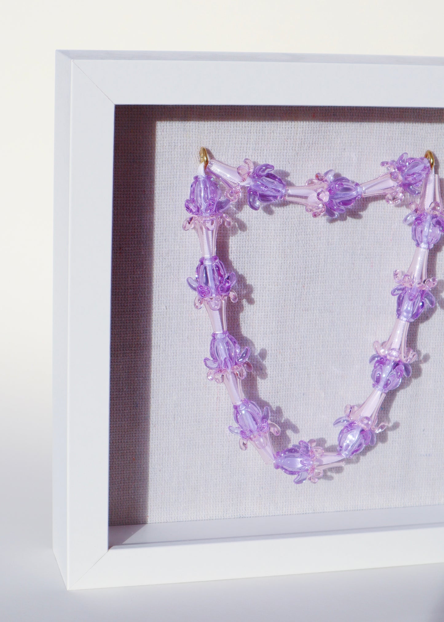 Perfectly Imperfect 40% OFF - Pink Puakenikeni & Crown Flower Glass Lei in 9" x 9" Shadowbox