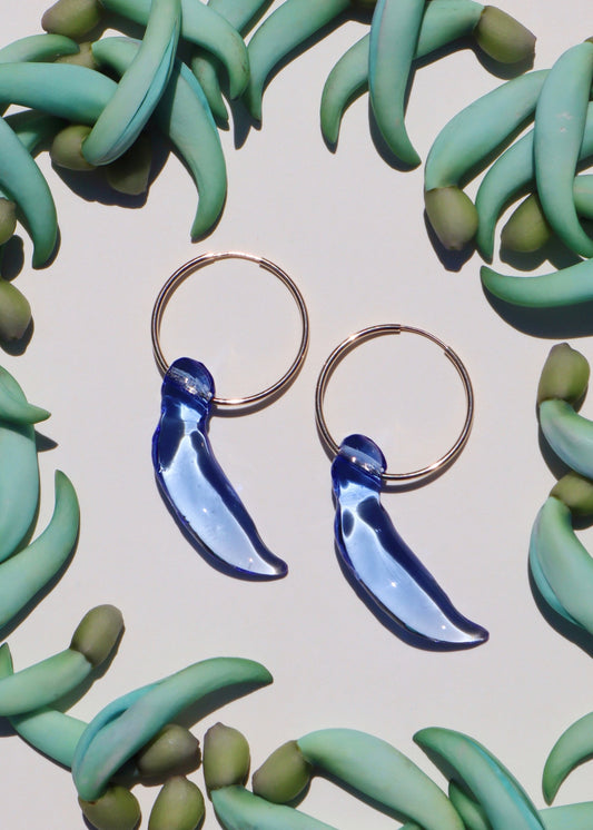 Blue Jade Bud Hoop Earrings
