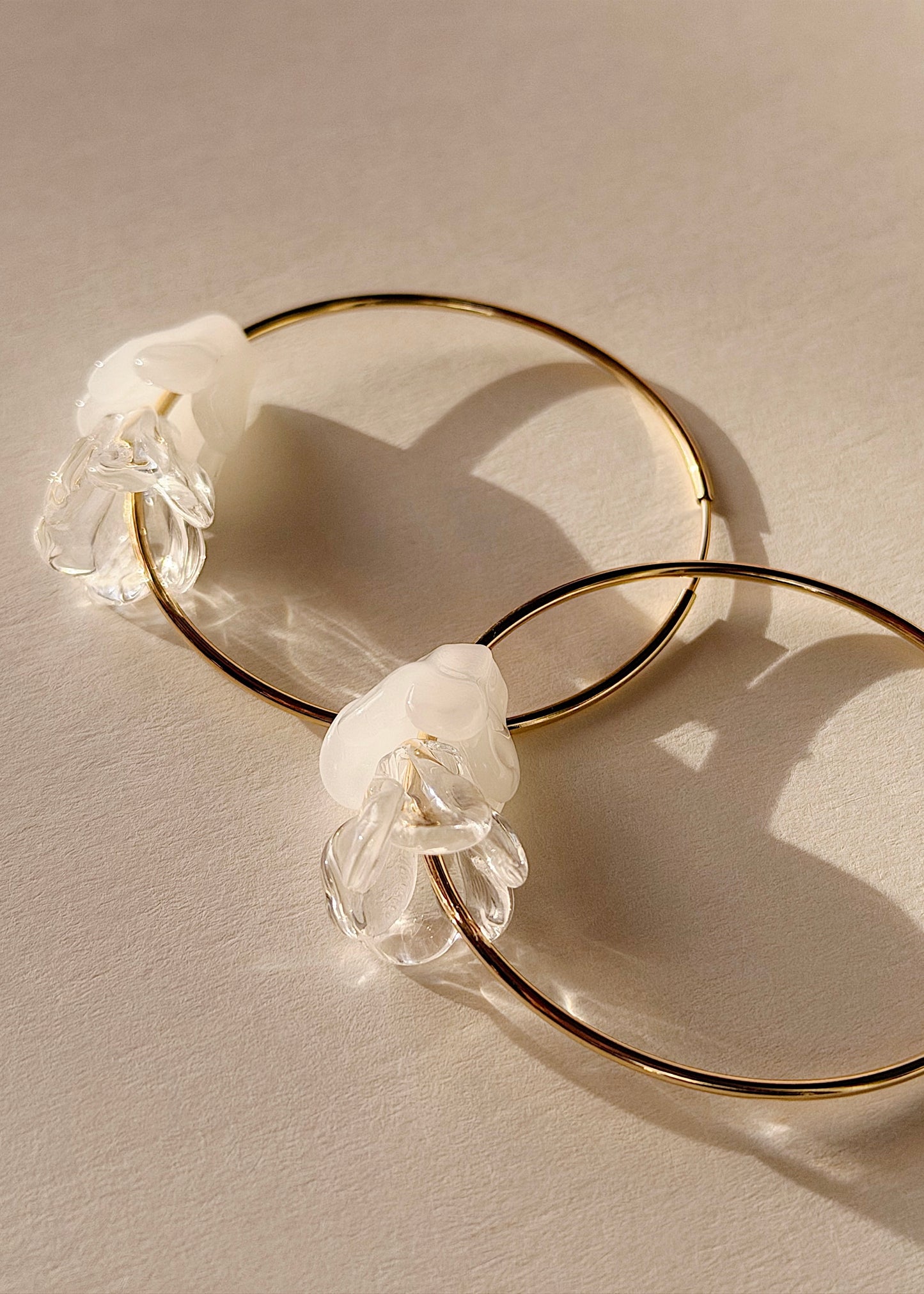 Large Pikake Flower Hoop Earrings