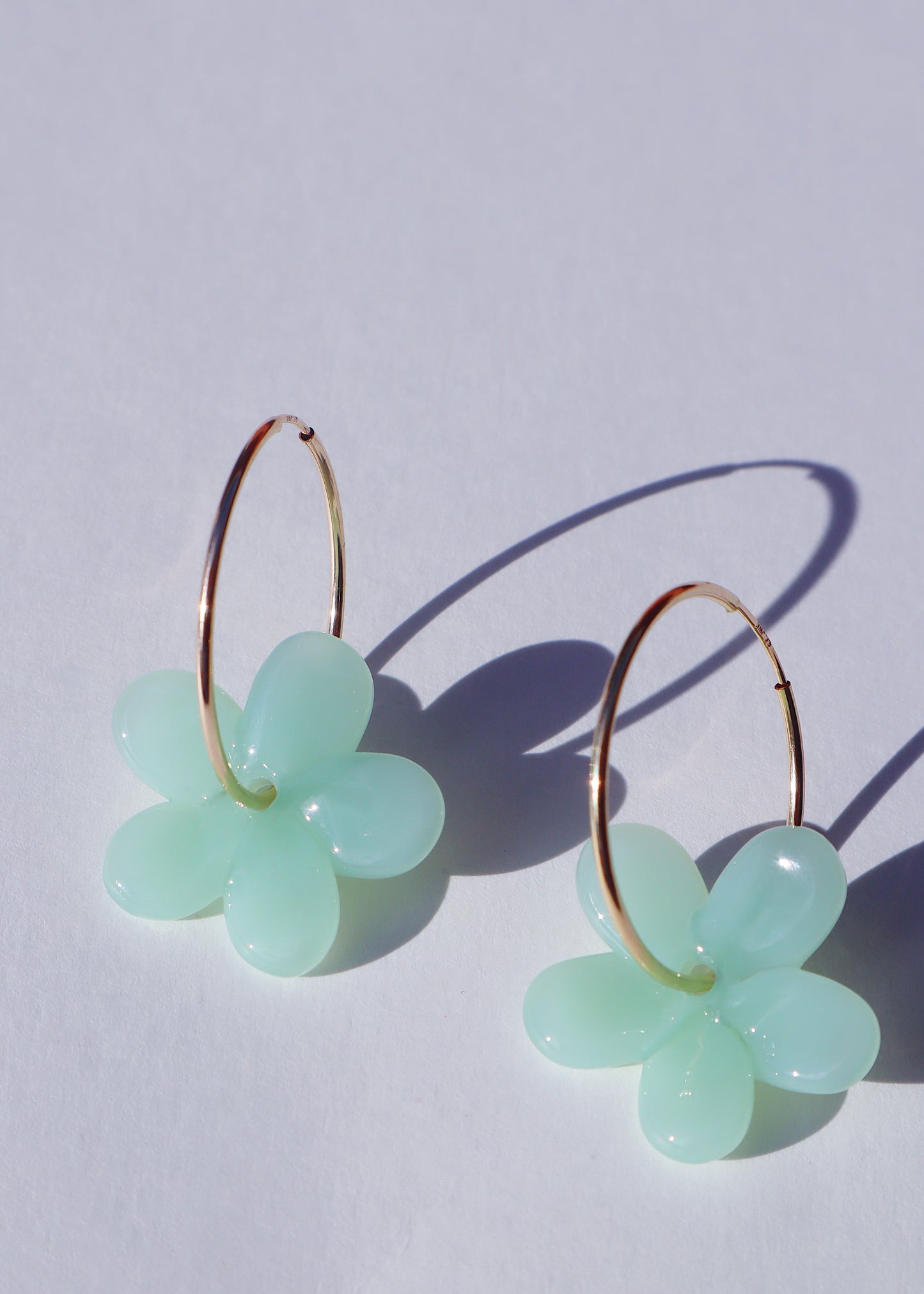 Pua Melia Plumeria Hoop Earrings in Jade