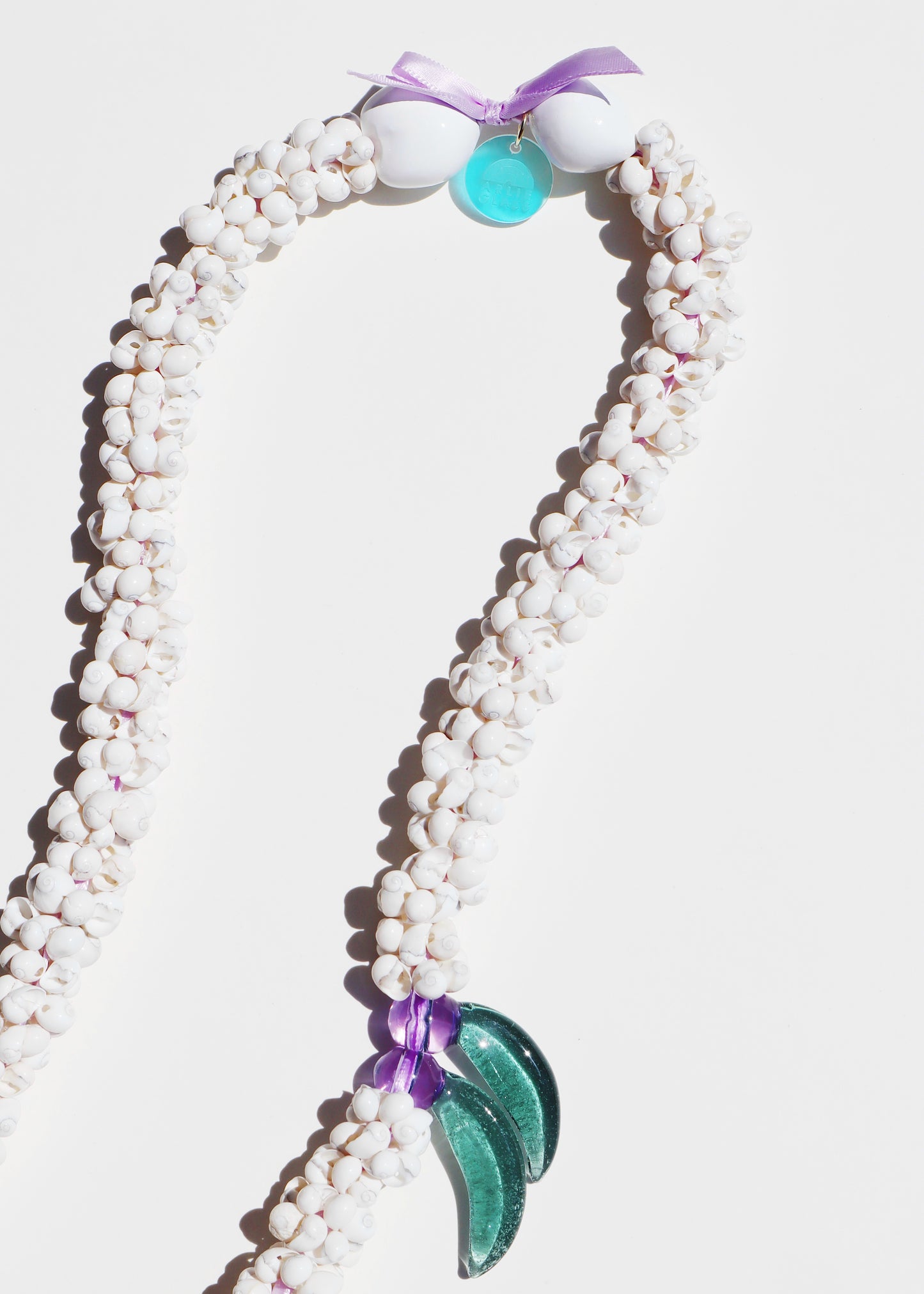 LIMITED EDITION COLOR ~ Blue Jade Mongo Shell Lei with 2 Pua