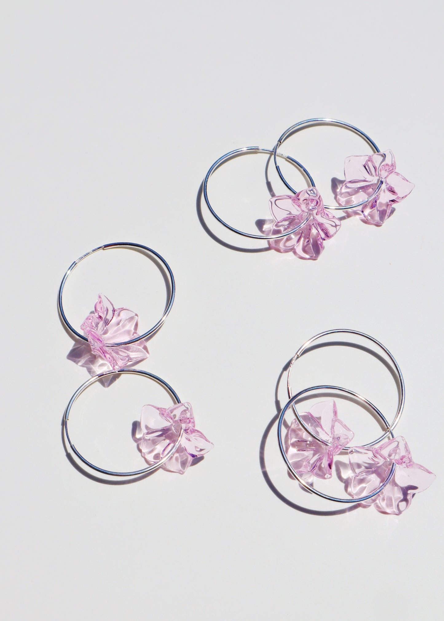 Perfectly Imperfect 35% OFF - Pua Melia Plumeria Sterling Silver Hoop Earrings Pink