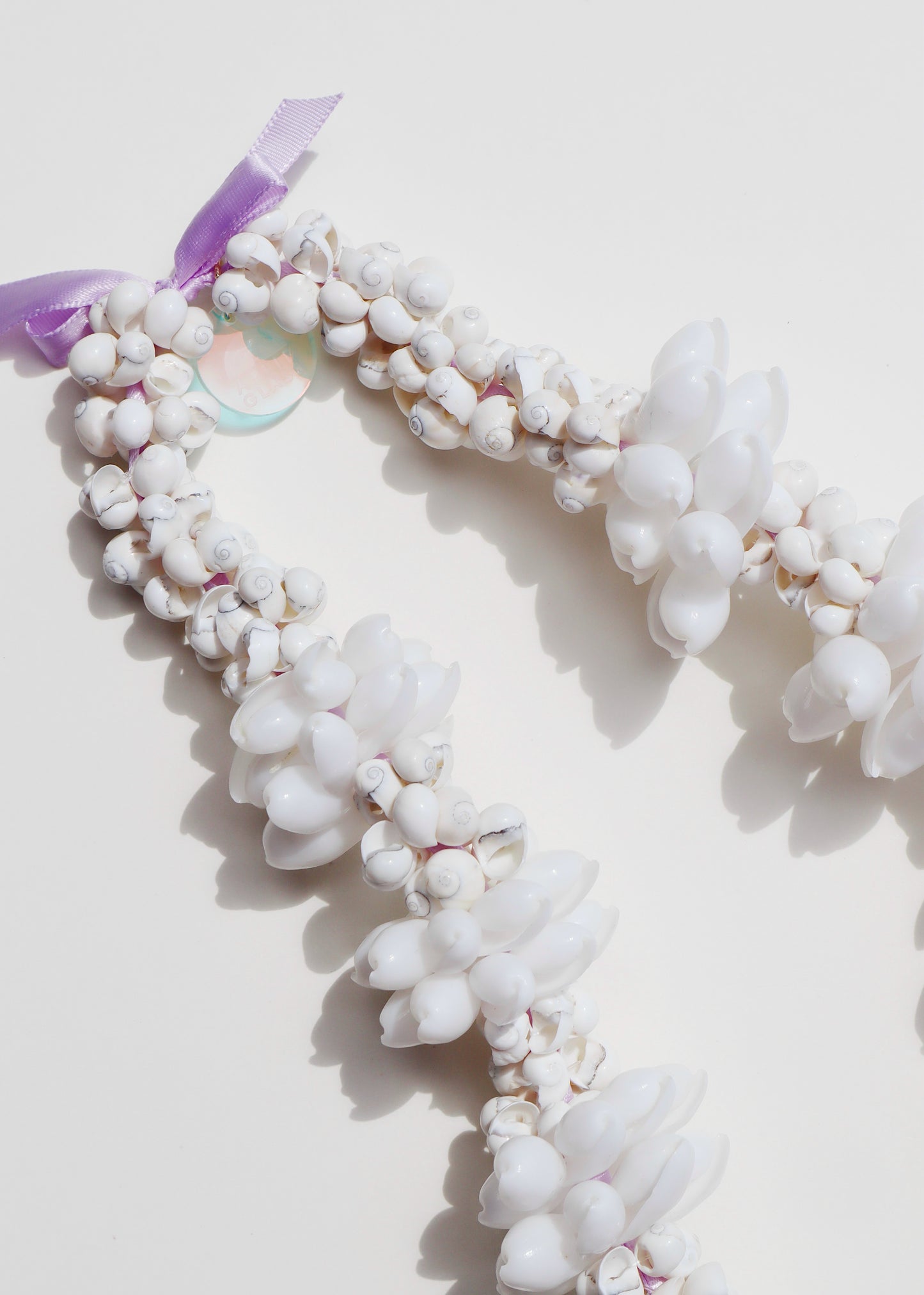 LIMITED EDITION COLOR ~ Blue Jade Mixed Shell Lei with 8 Pua