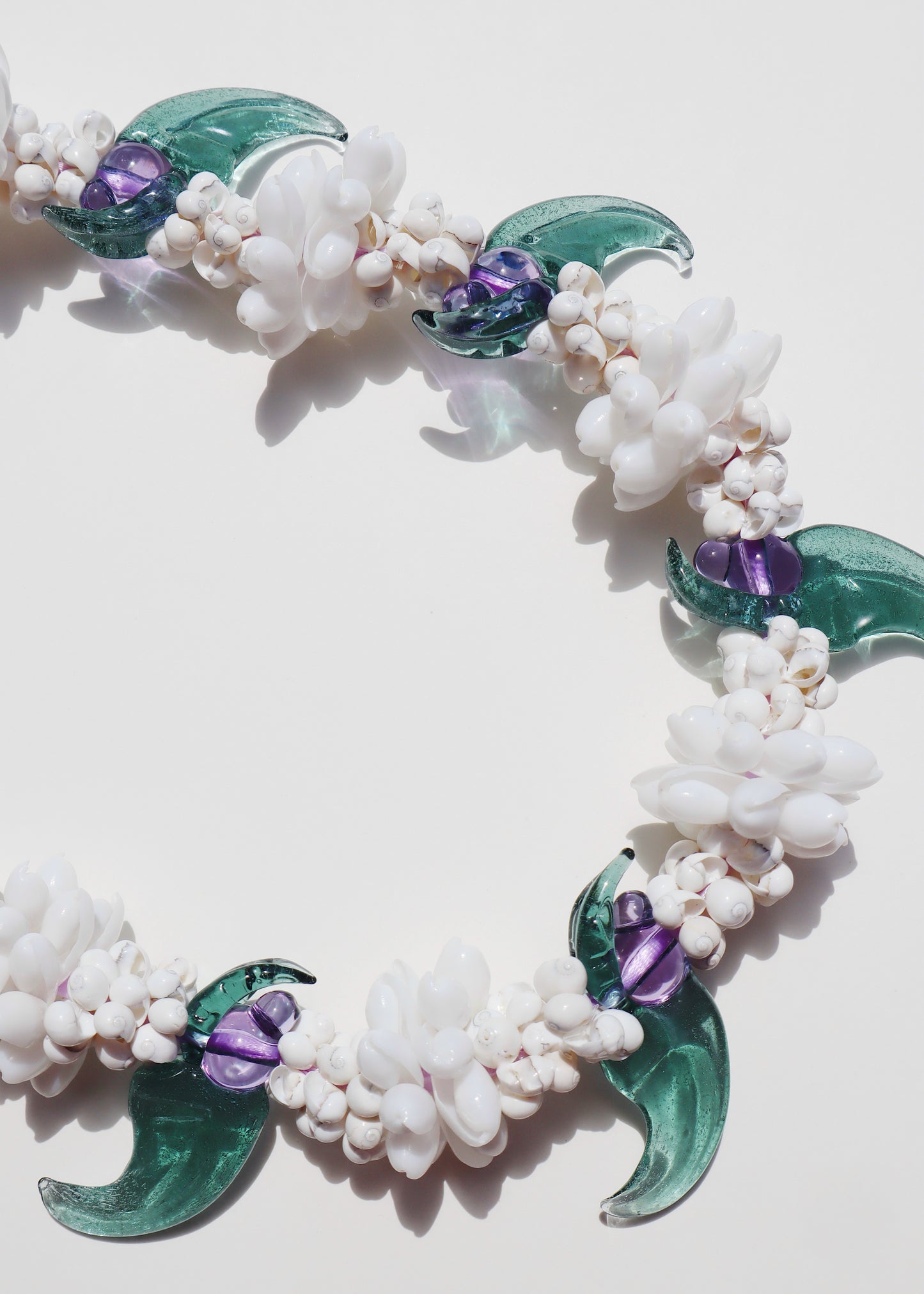 LIMITED EDITION COLOR ~ Blue Jade Mixed Shell Lei with 8 Pua