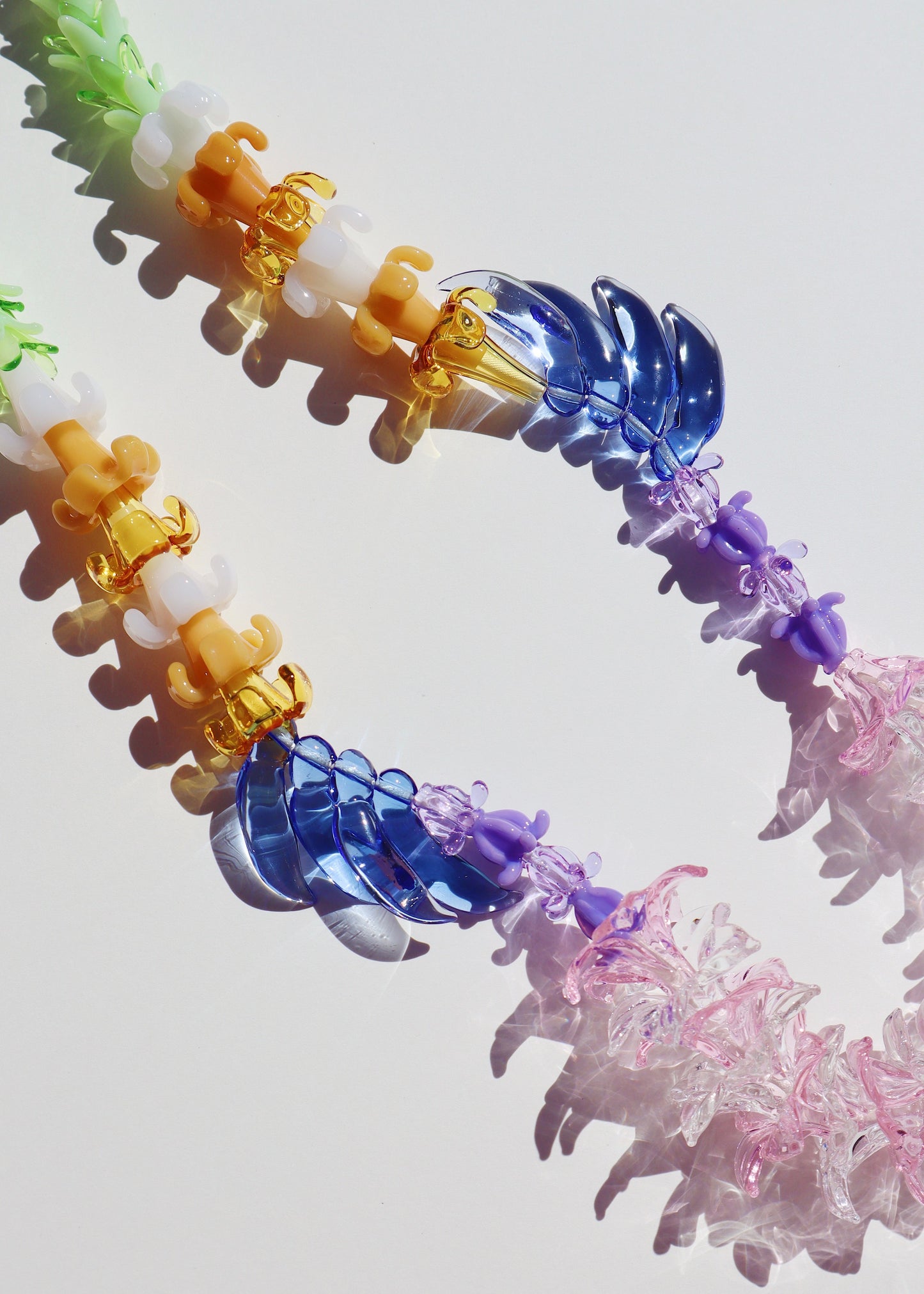 Rainbow Glass Pua Collection Lei with 59 Glass Pua