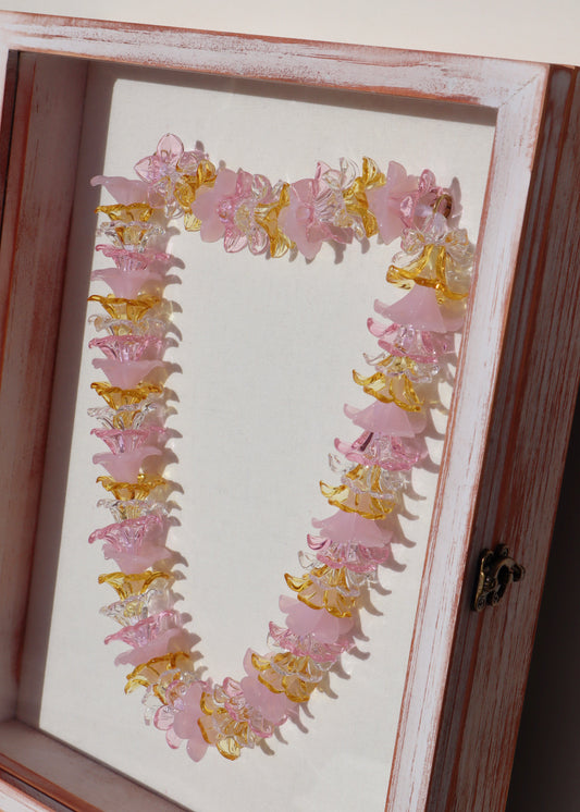 Mixed Glass Pua Melia Plumeria 13” x 16" Shadowbox