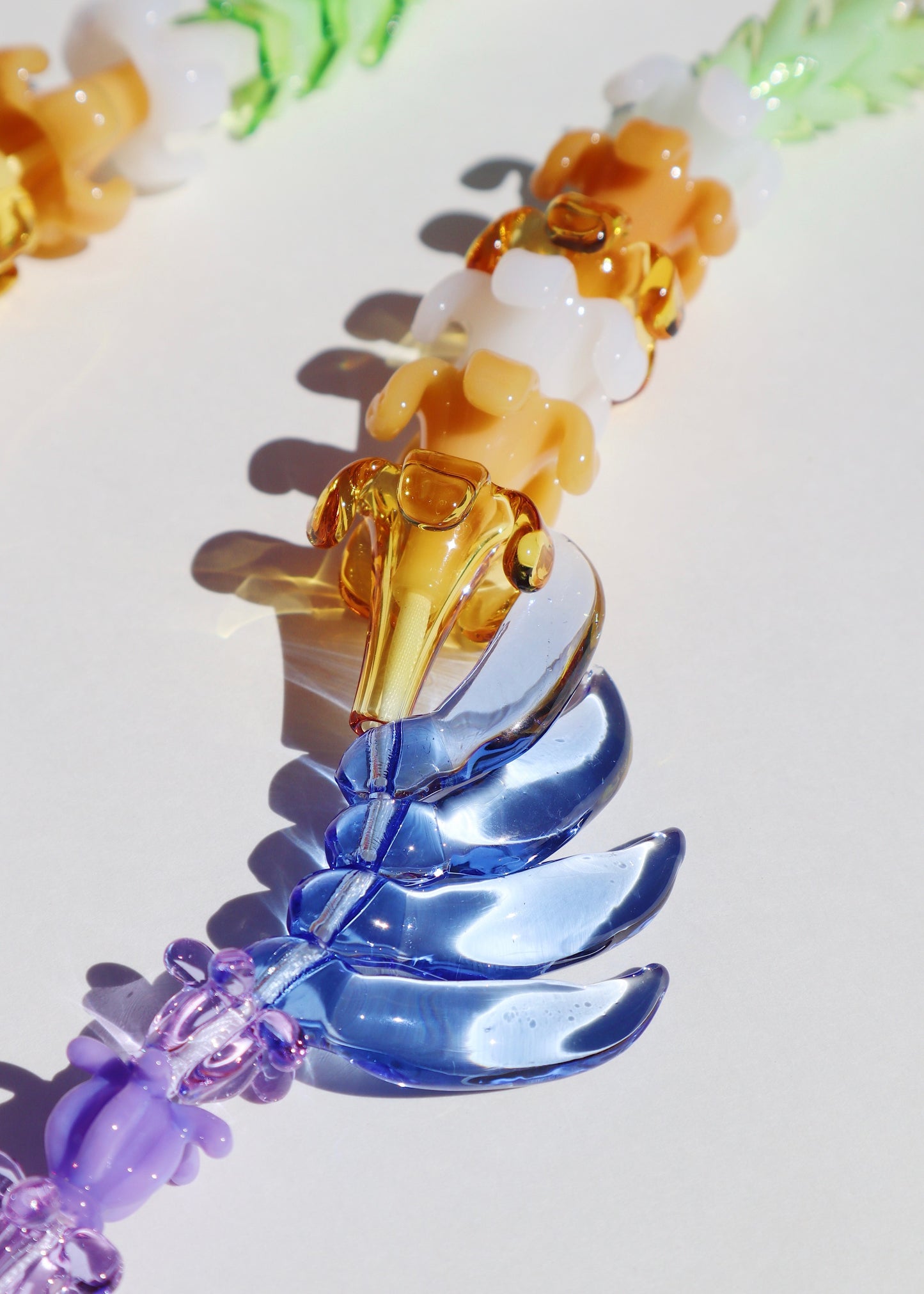Rainbow Glass Pua Collection Lei with 59 Glass Pua