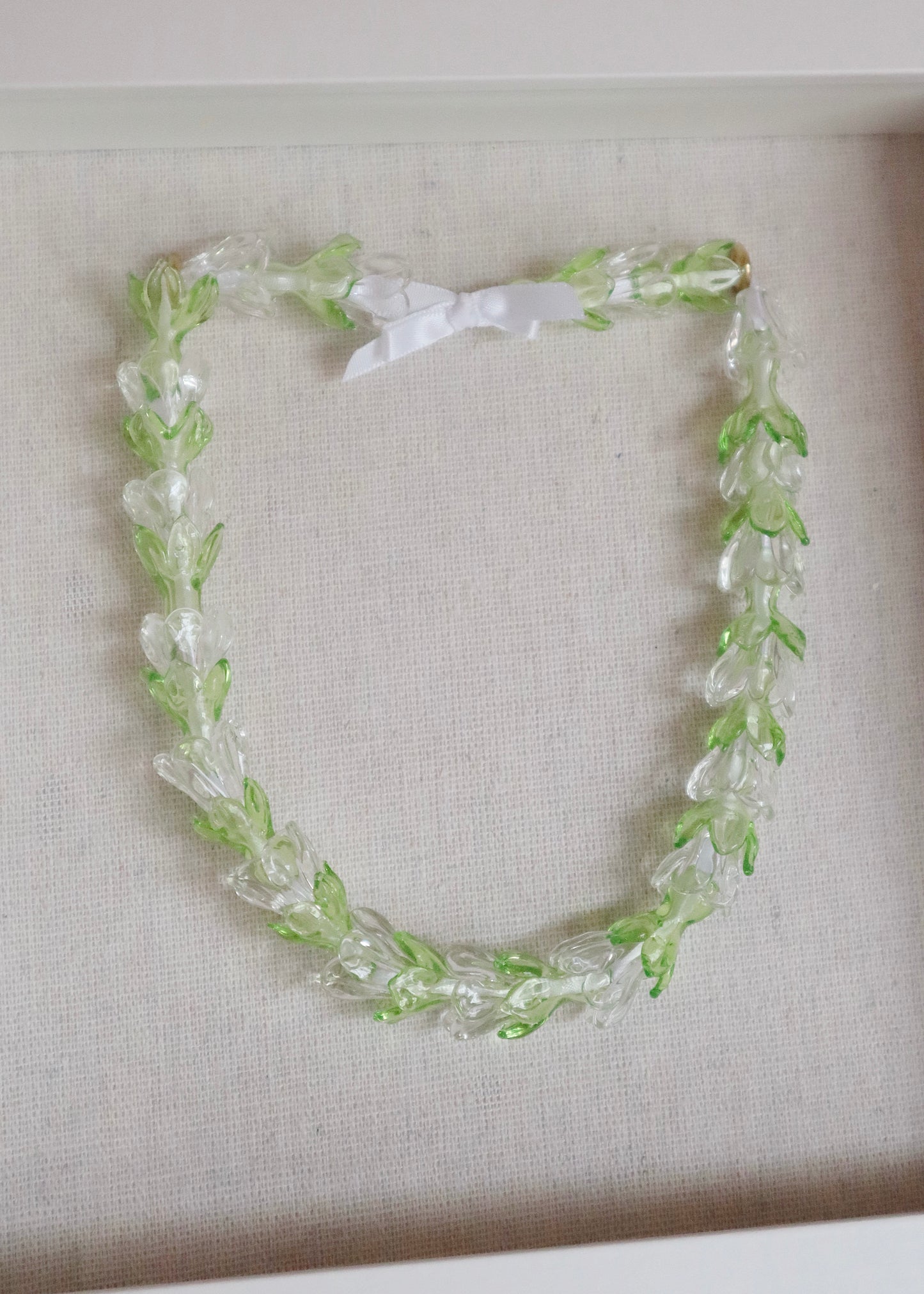 Perfectly Imperfect 40% OFF - Pikake & Pakalana Glass Lei in 9" x 9" Shadowbox