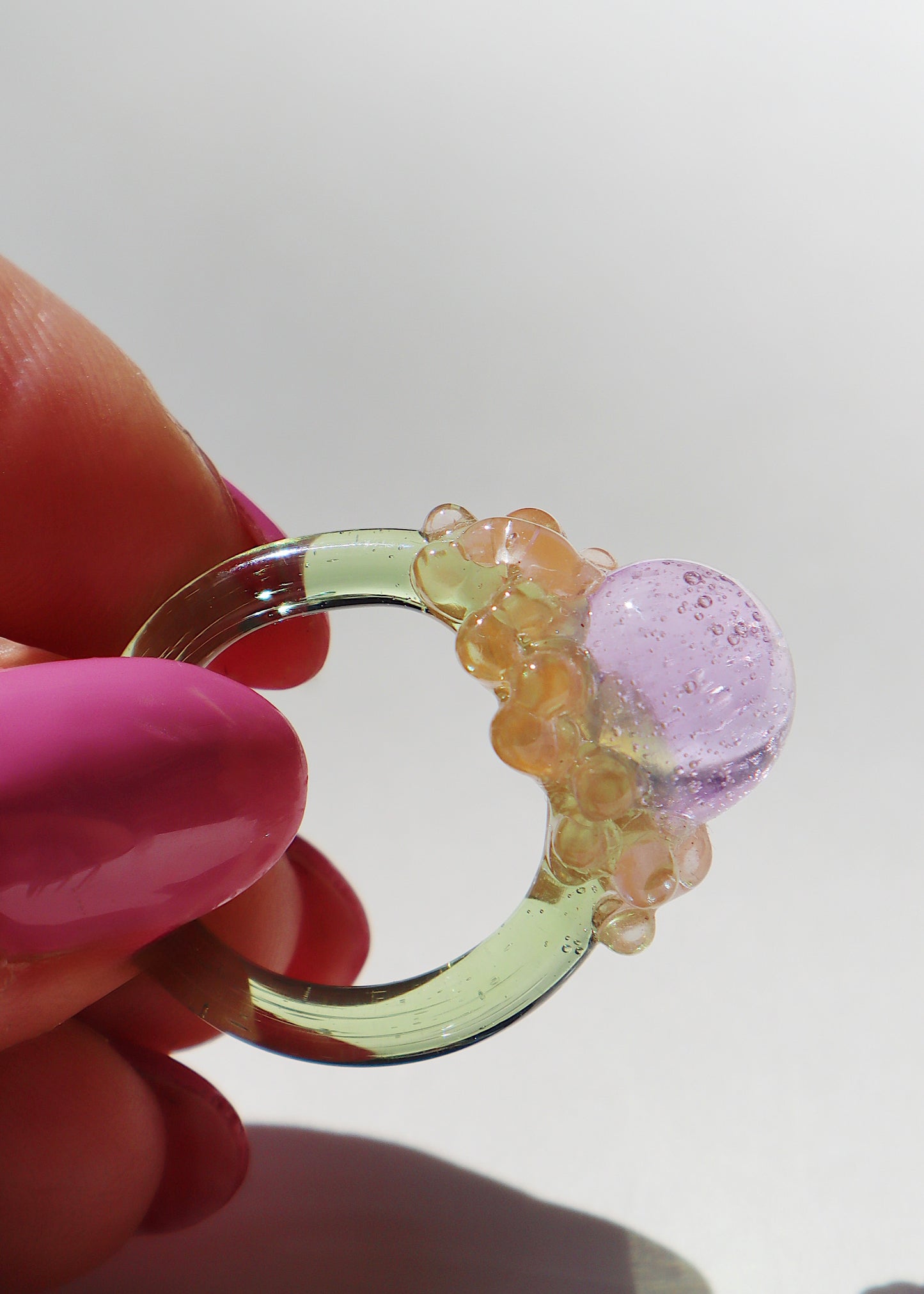 FROM THE ARCHIVES - Lilac, Peach & Green Glass Cluster Orb Ring // Size 6.5