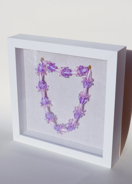 Perfectly Imperfect 40% OFF - Pink Puakenikeni & Crown Flower Glass Lei in 9" x 9" Shadowbox