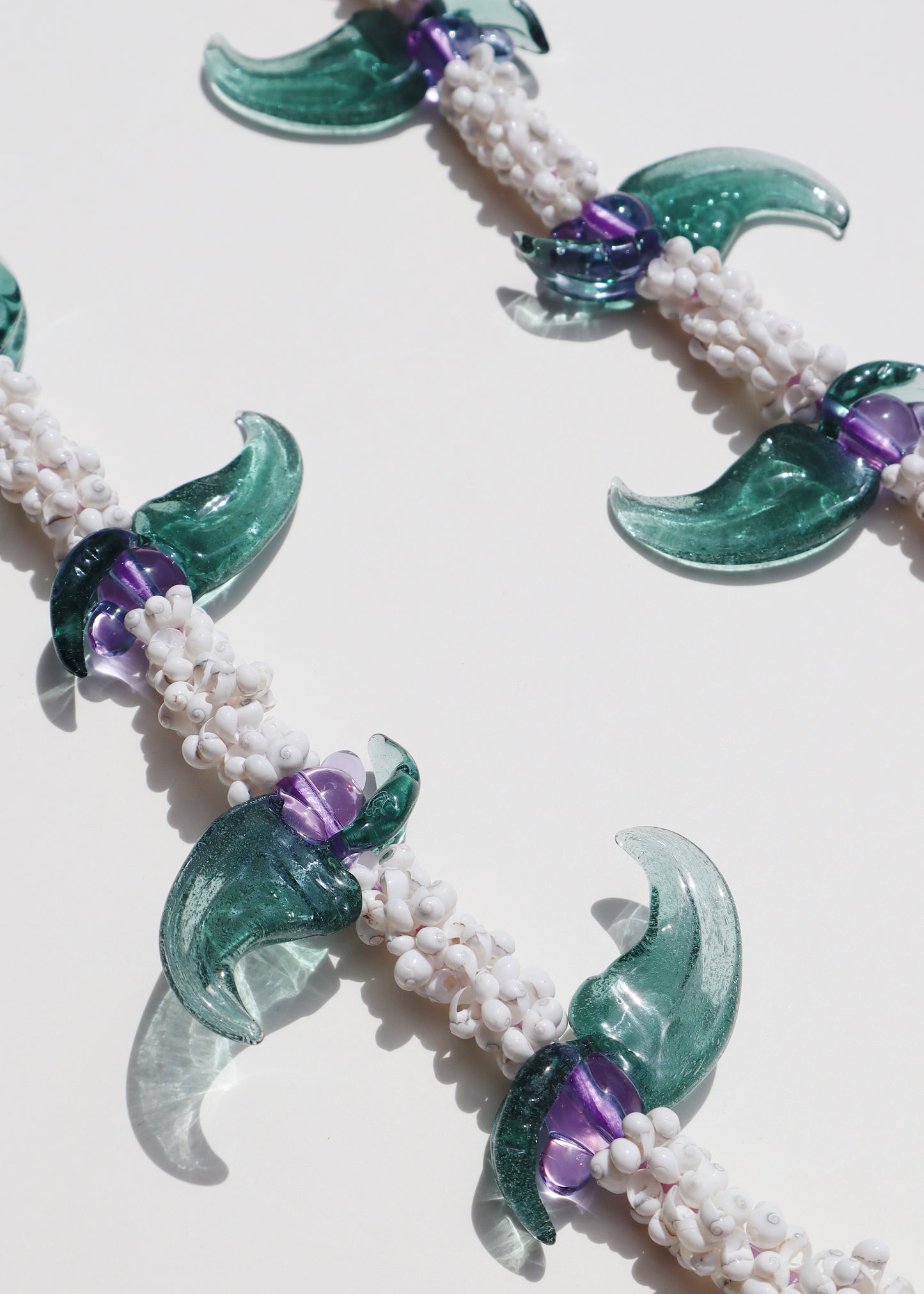 LIMITED EDITION COLOR ~ Blue Jade Mongo Shell Lei with 8 Pua