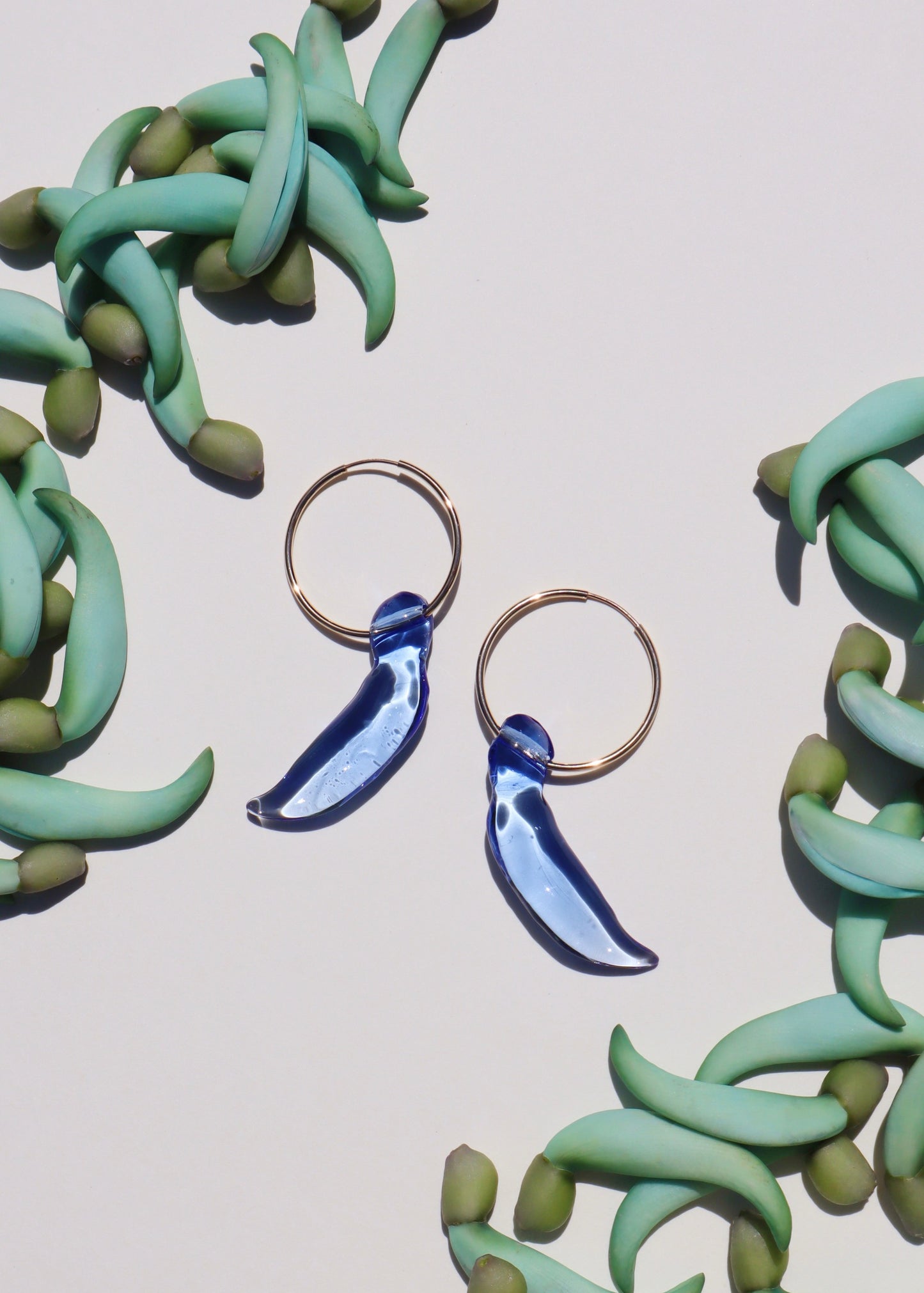 Blue Jade Bud Hoop Earrings