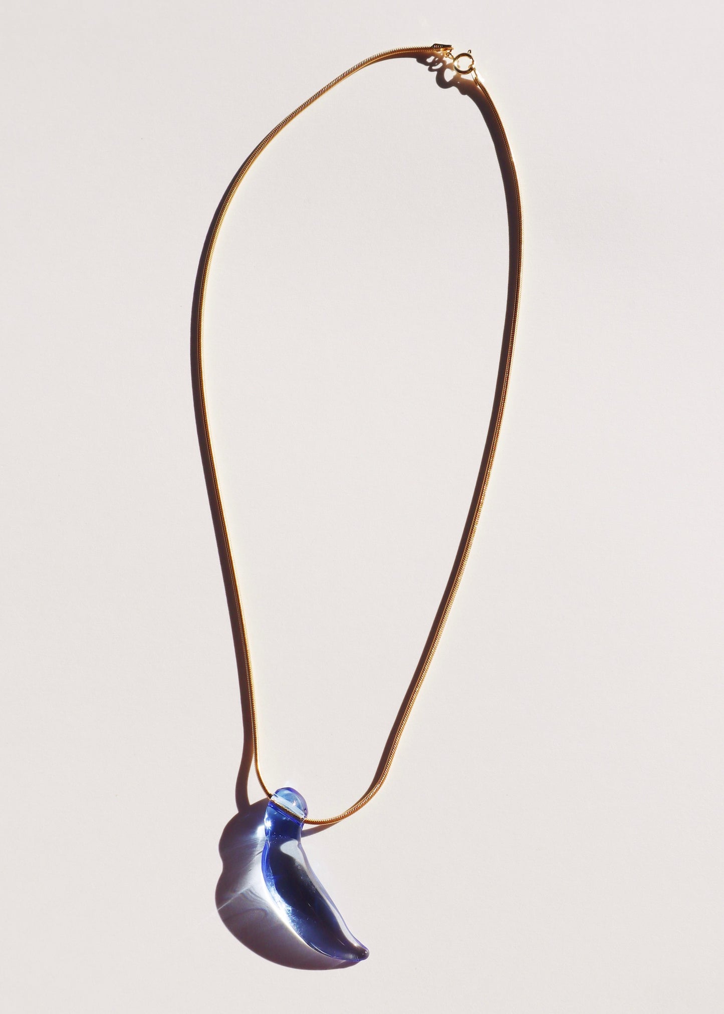 Single Blue Jade Bud Gold Filled Snake Chain Necklace