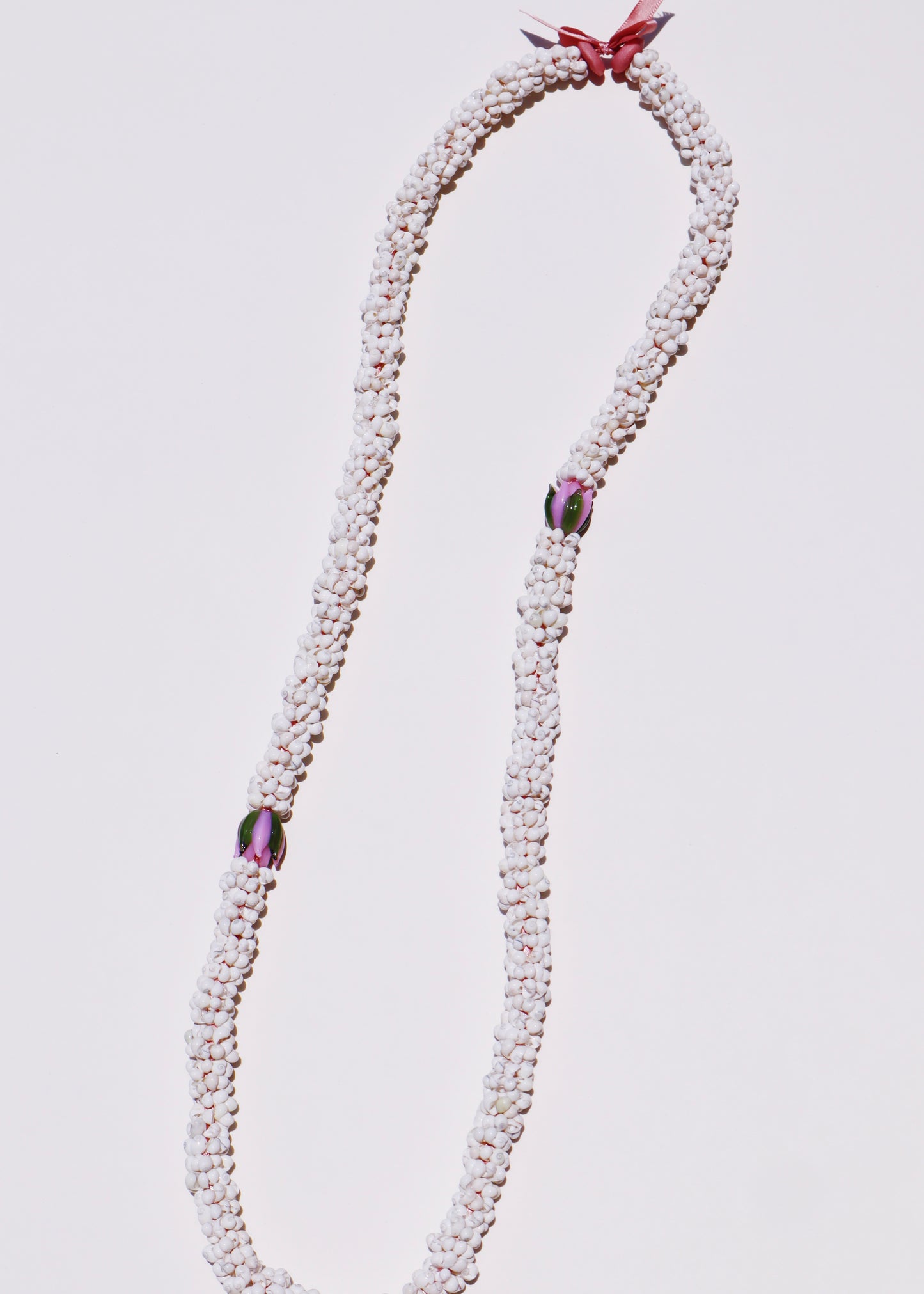 Lokelani Rose Mongo Shell Lei with 2 Glass Pua