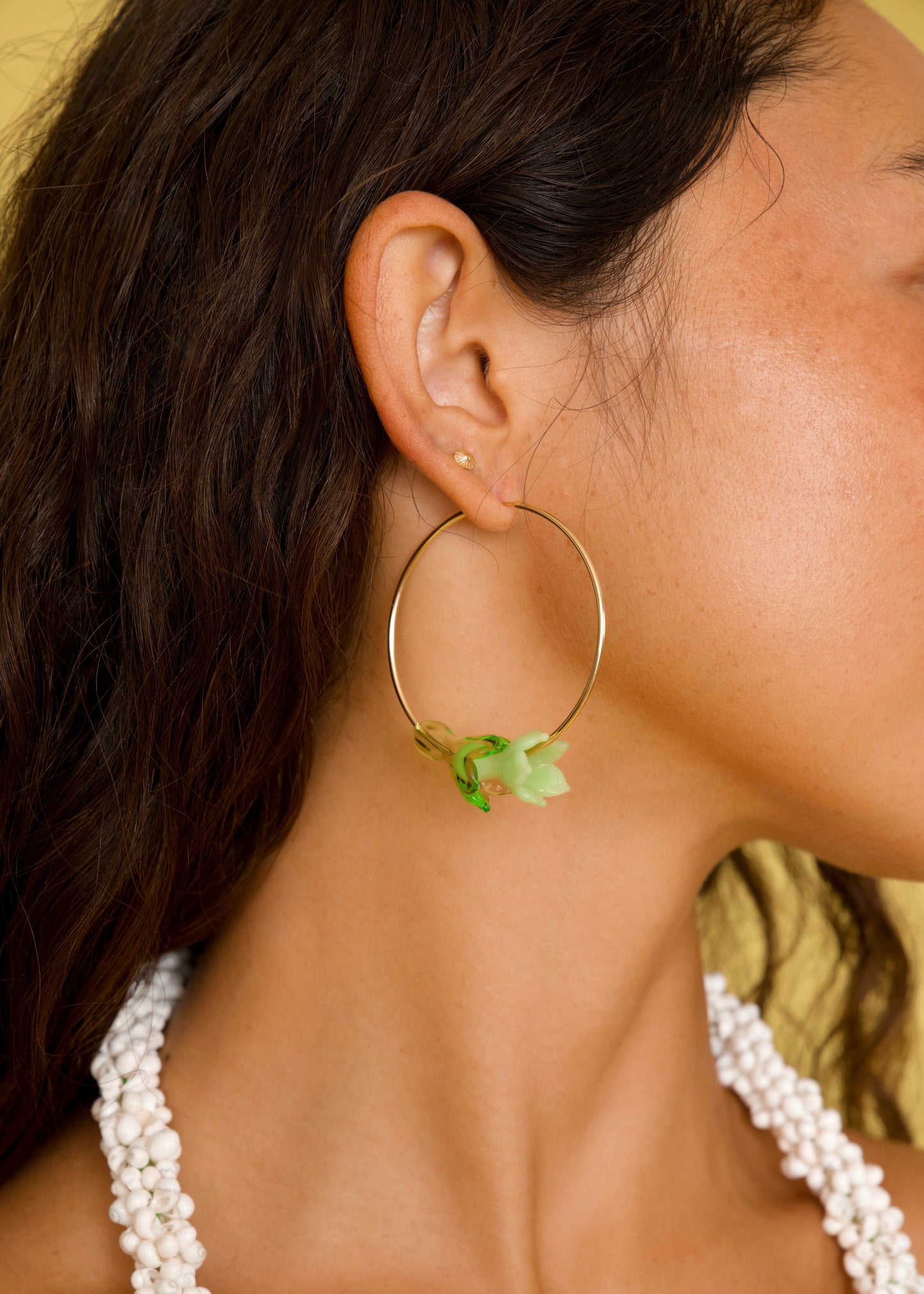 Large Pakalana Flower Hoop Earrings