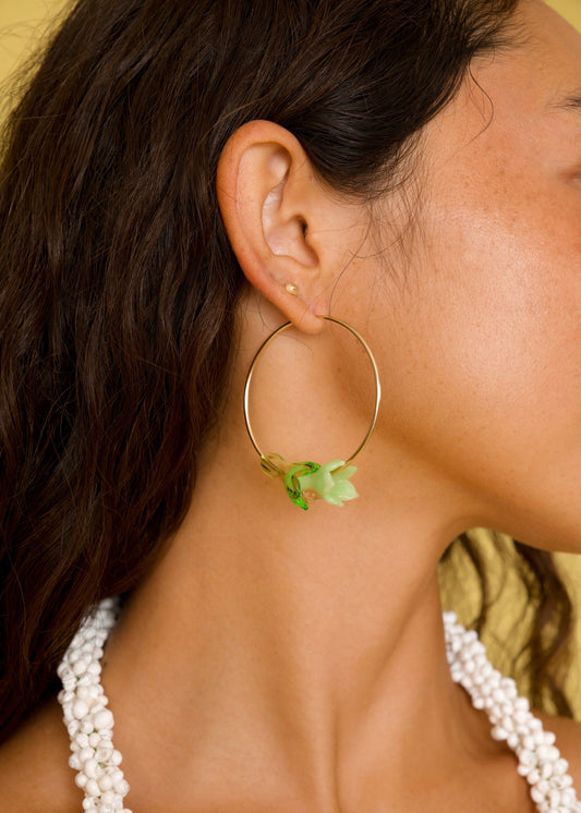 Large Pakalana Flower Hoop Earrings
