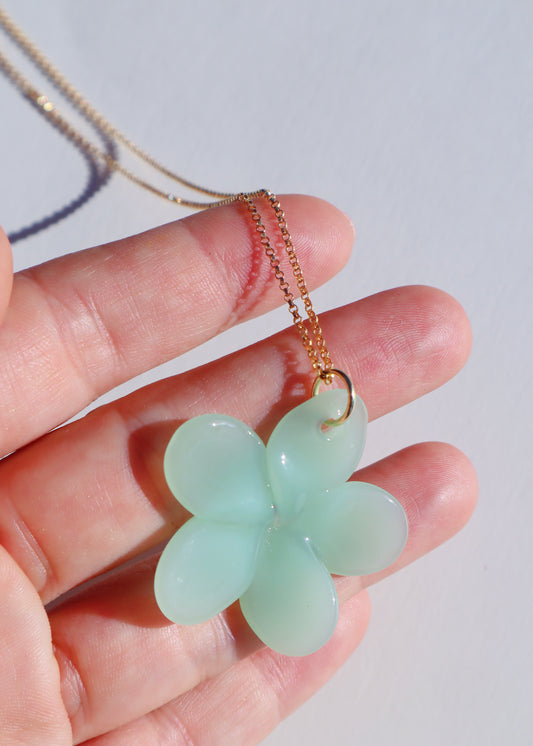 Jade Glass Pua Melia Necklace, Adjustable