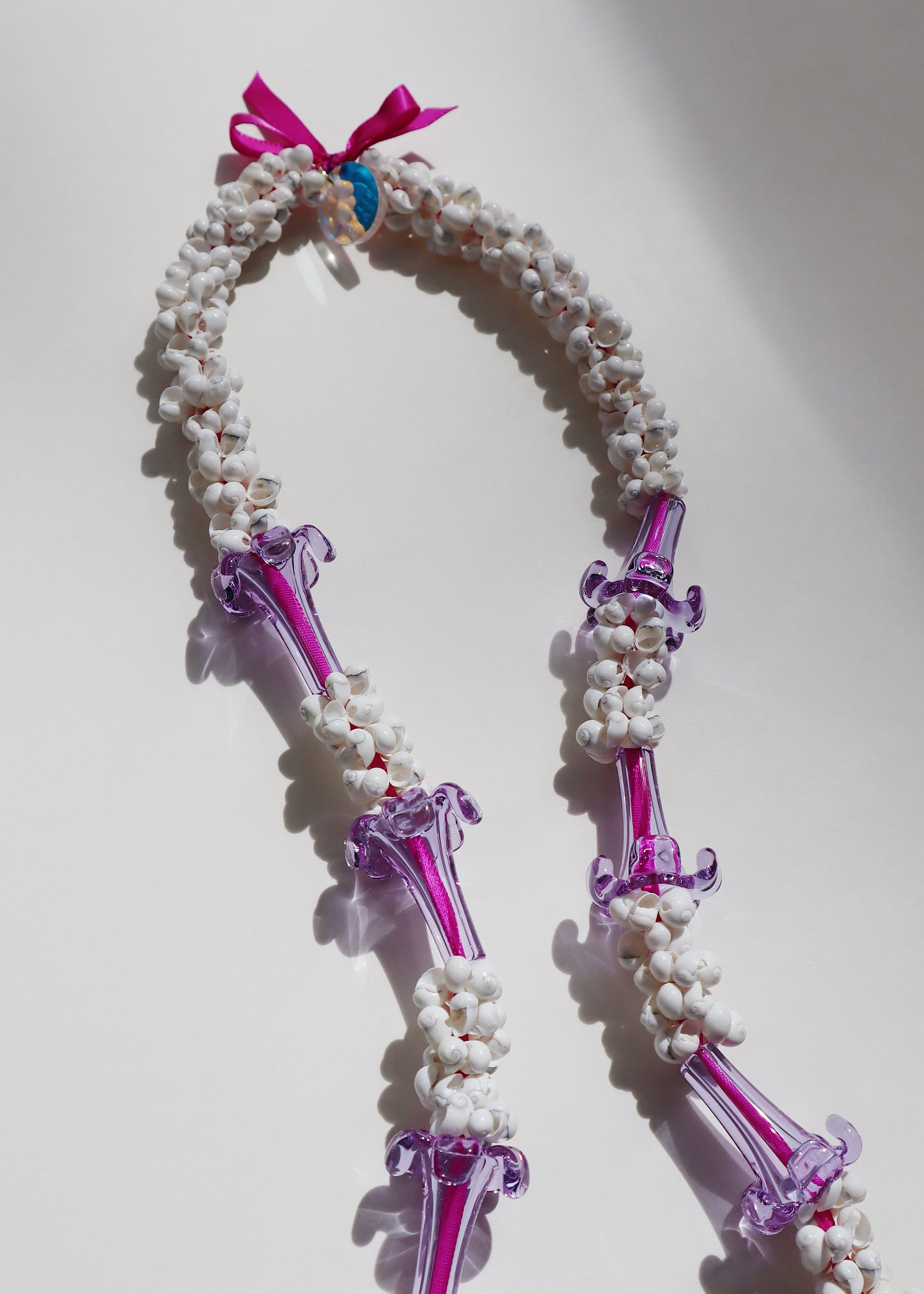 Perfectly Imperfect 40% OFF - Purple Glass Puakenikeni Mongo Shell Lei with 12 Pua