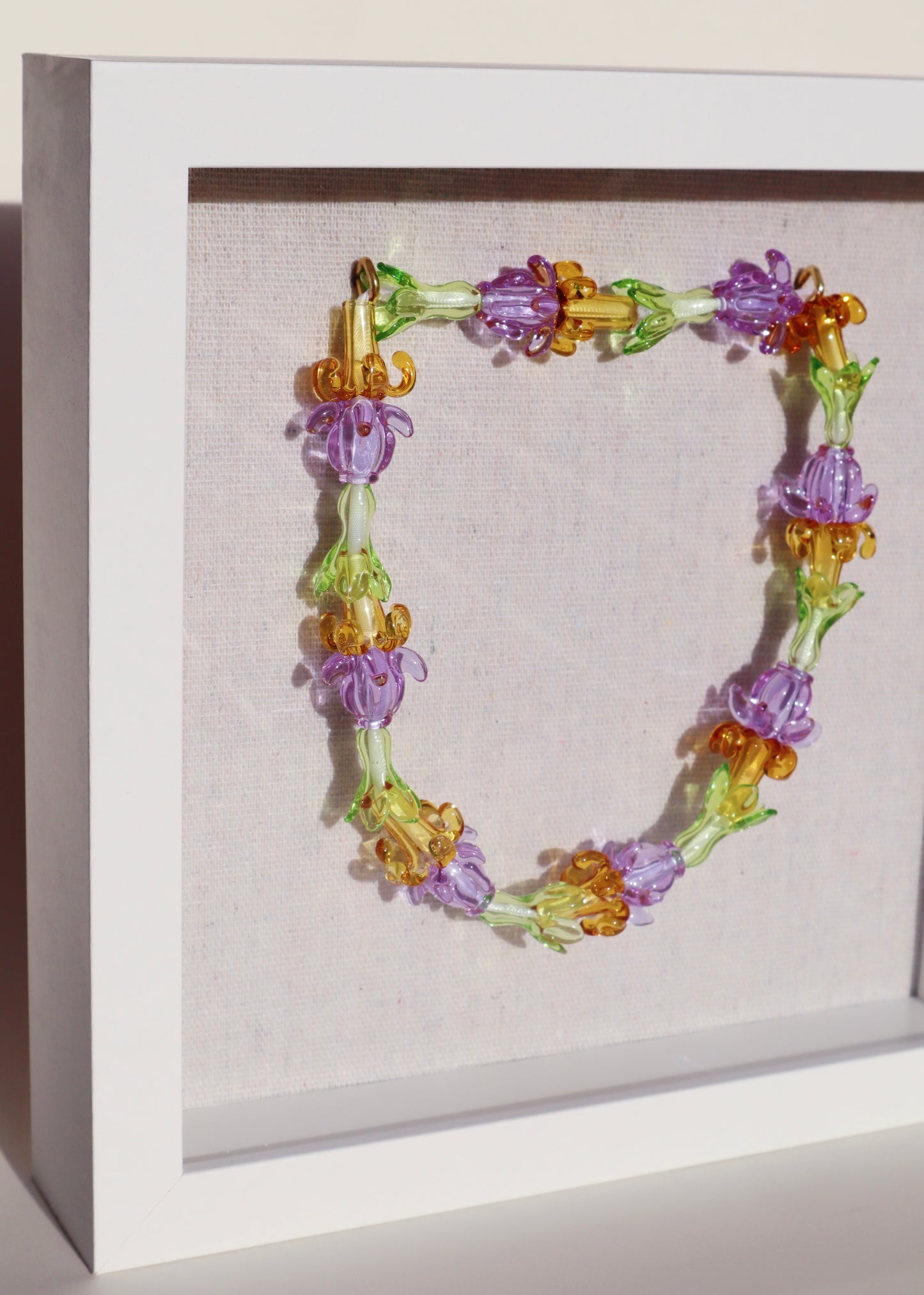 Perfectly Imperfect 40% OFF - Crown Flower, Pakalana & Puakenikeni Glass Lei in 9" x 9" Shadowbox