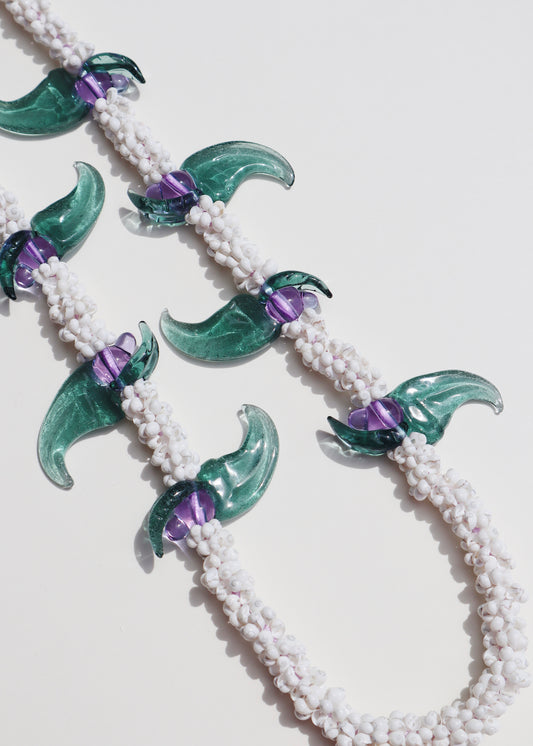 LIMITED EDITION COLOR ~ Blue Jade Mongo Shell Lei with 8 Pua