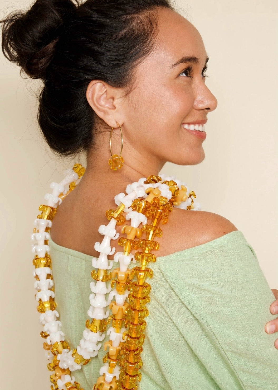 Large Puakenikeni Flower Hoop Earrings