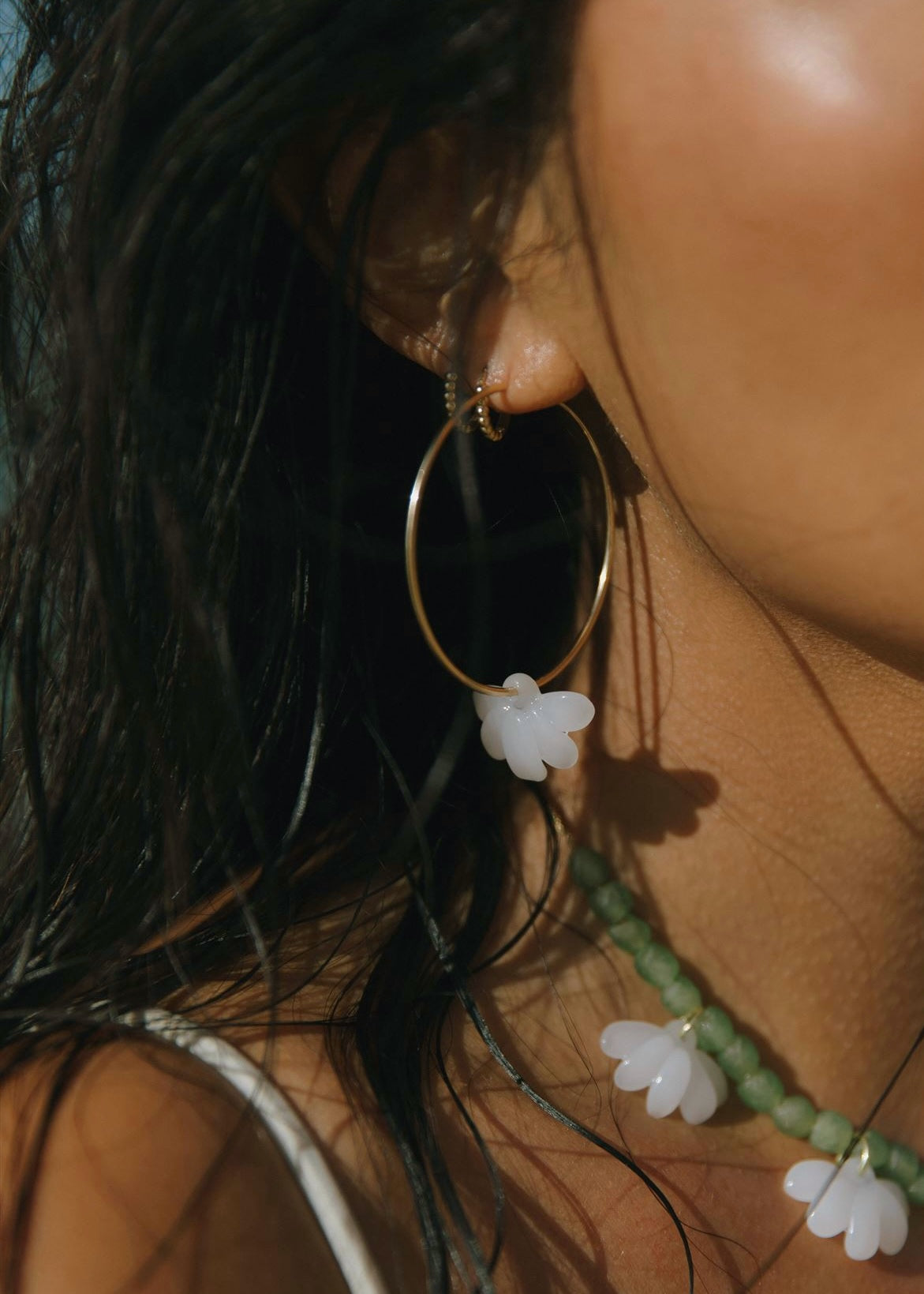 Large Naupaka Hoop Earrings