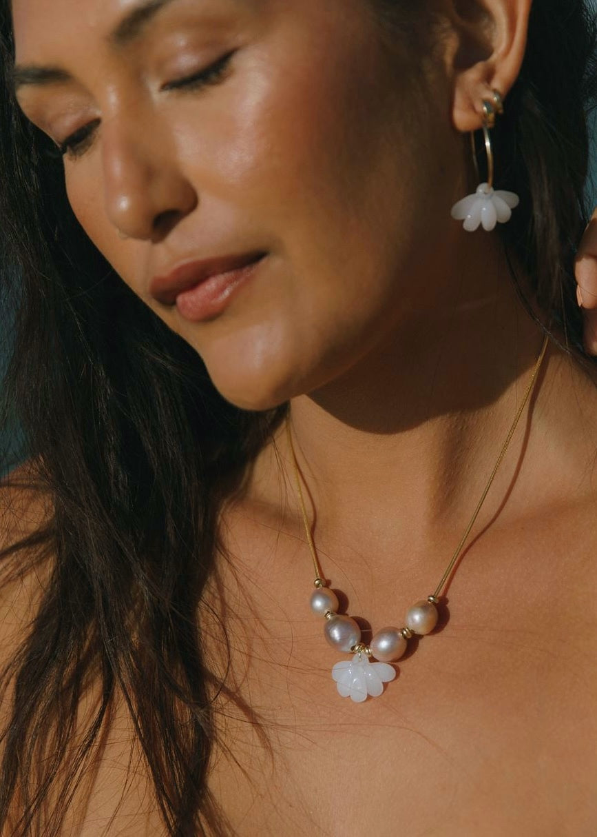 One of a Kind Edison Pearl Naupaka Necklace