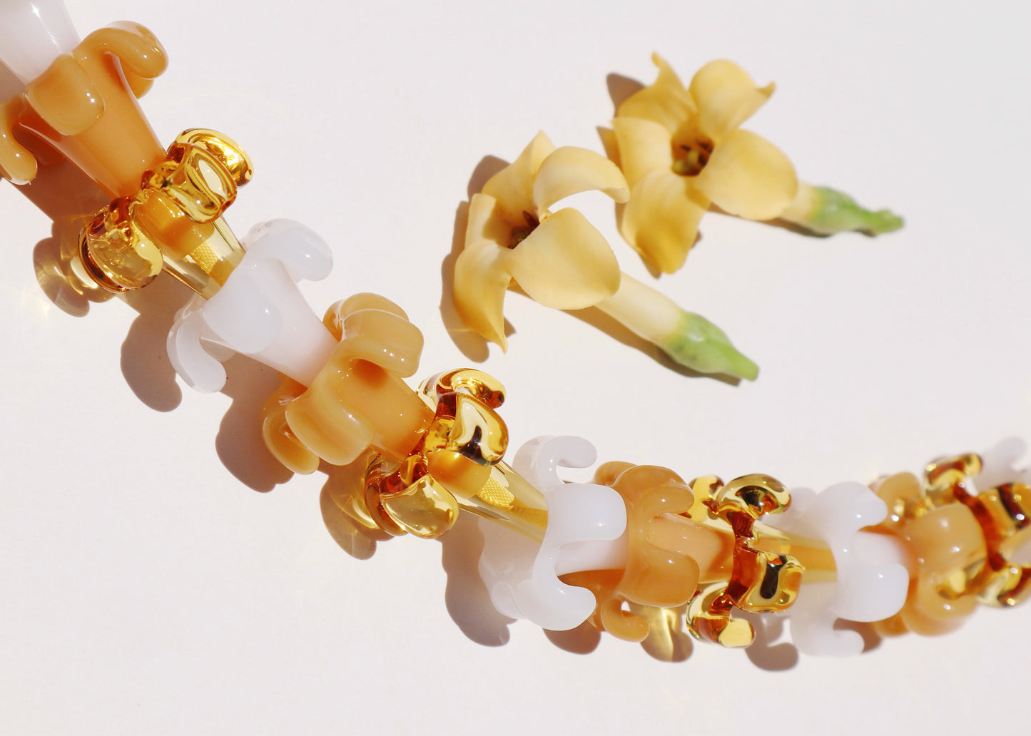Full Mixed Color Glass Puakenikeni Lei with 58 Pua