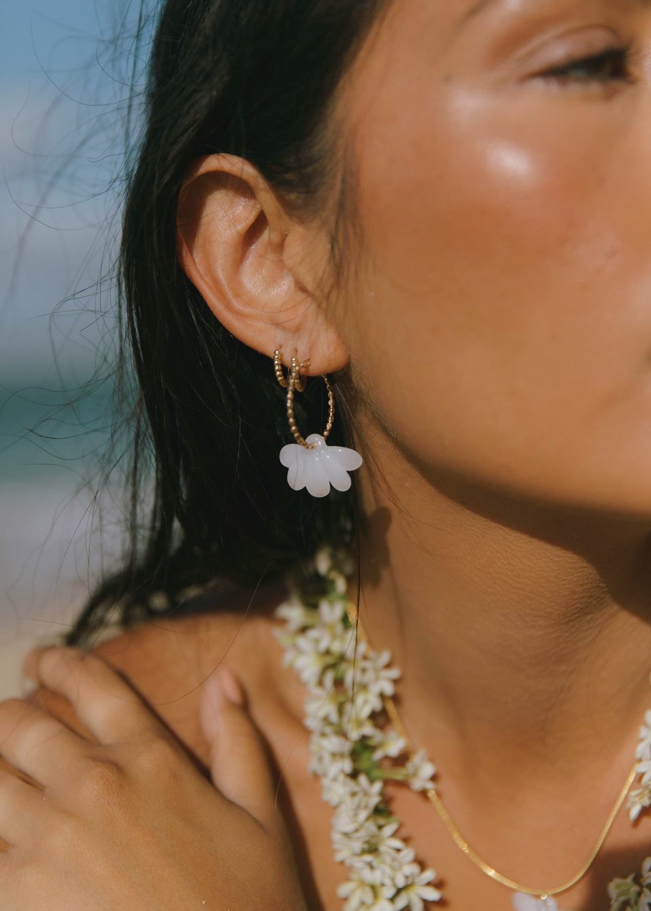 Faceted Naupaka Hoop Earrings
