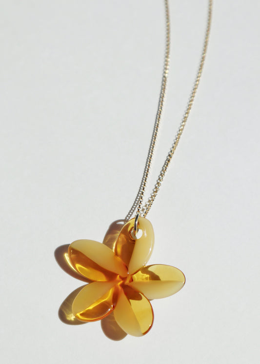 ARLIE GLASS + YIREH ~ Mixed Amber Yellow Pua Melia Necklace, Adjustable