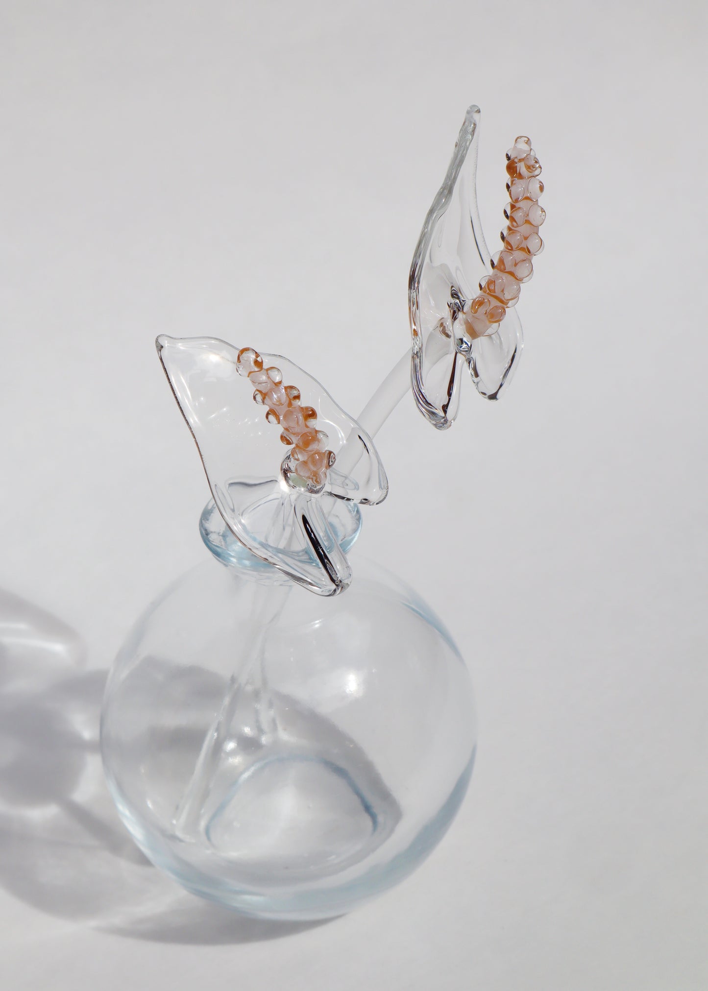 Glass Peach Anthurium Vase Set