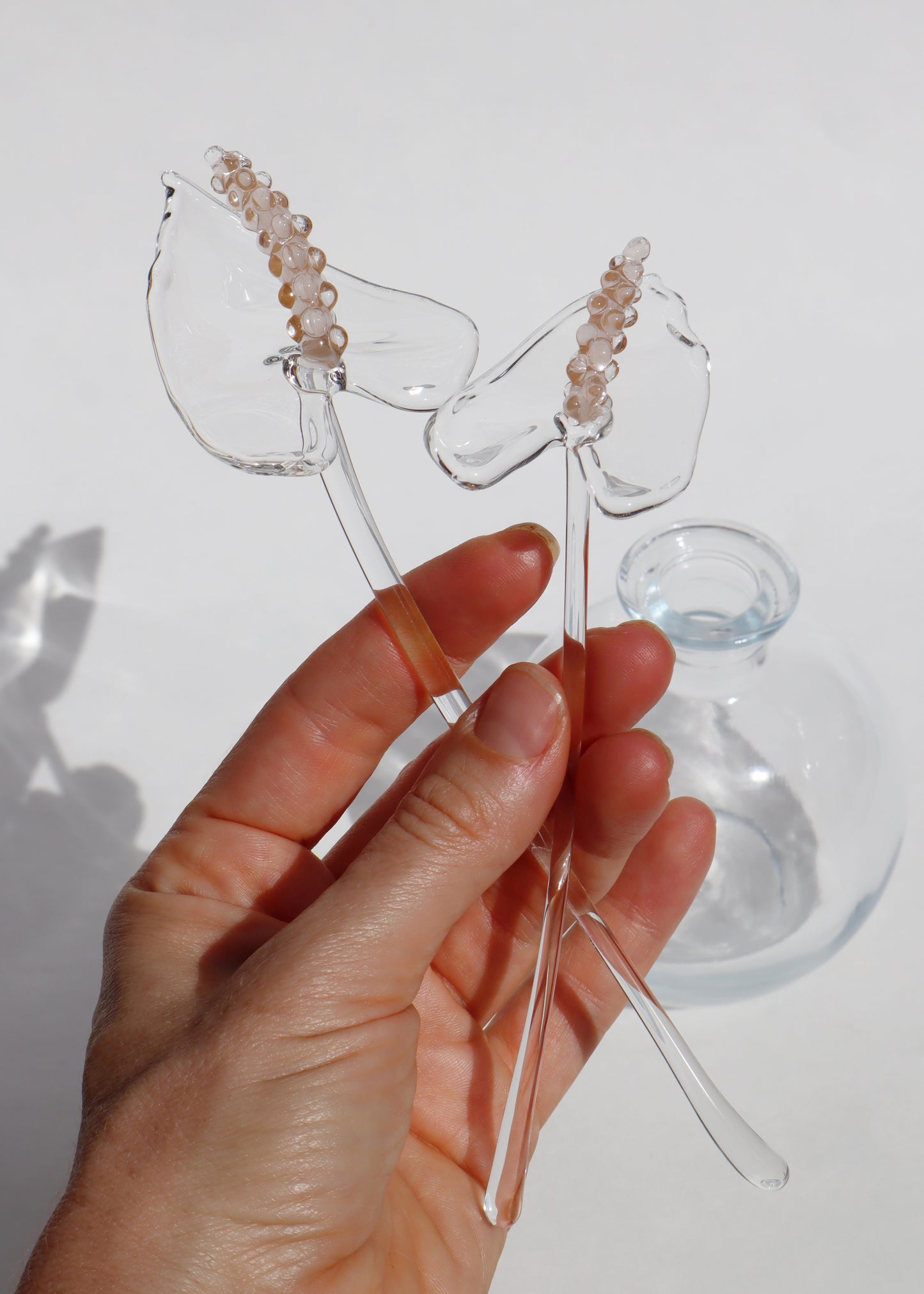 Glass Peach Anthurium Vase Set