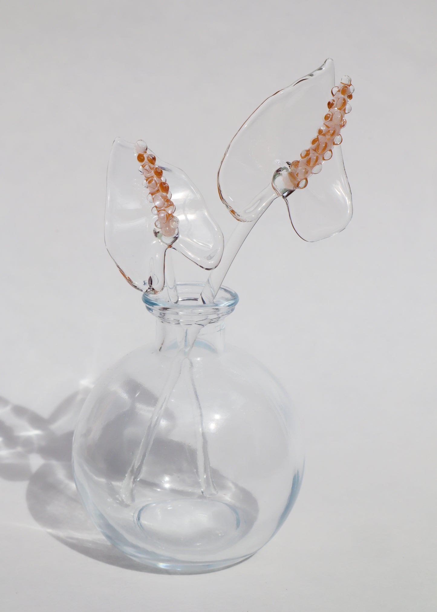 Glass Peach Anthurium Vase Set