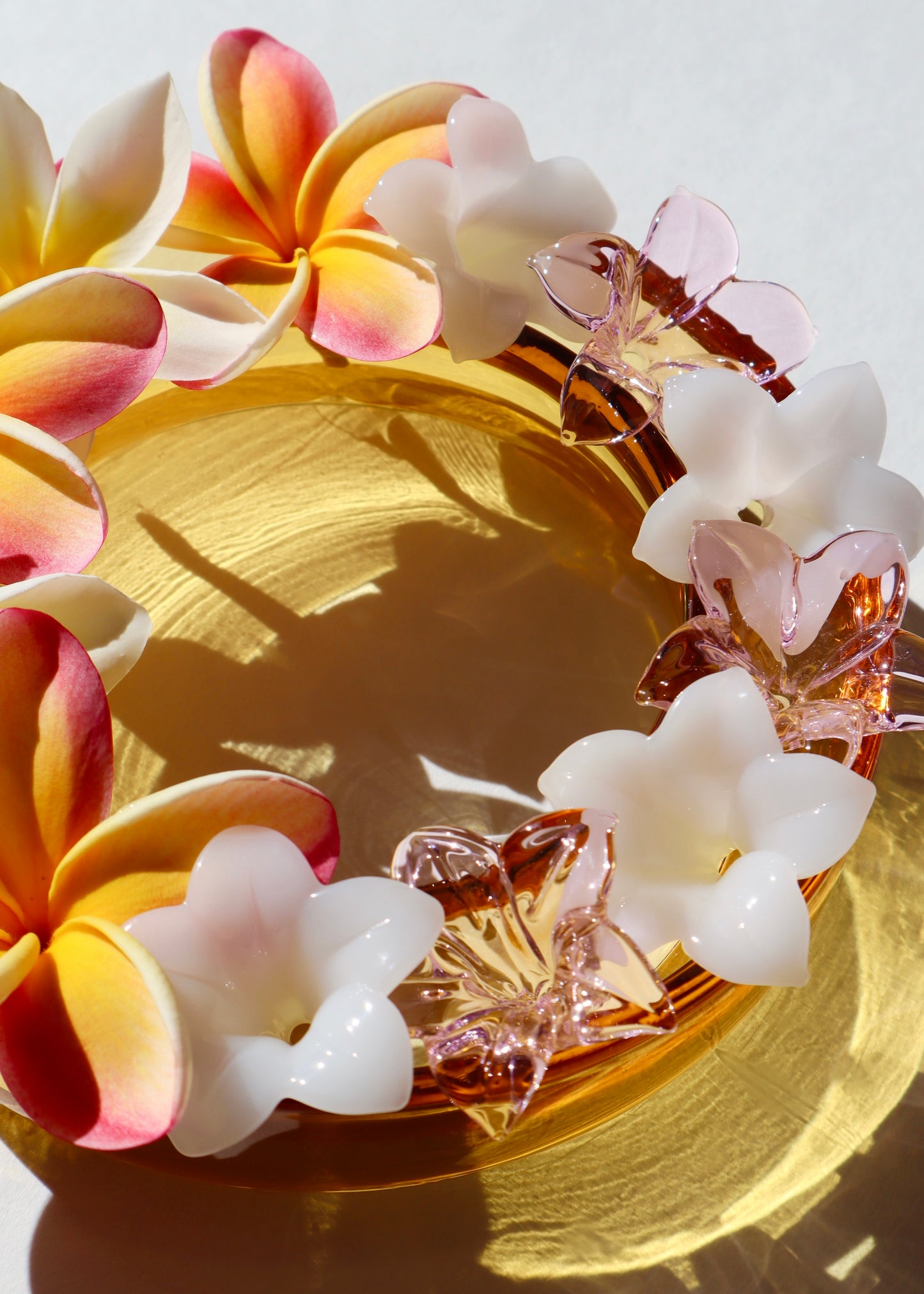 Single Pua Melia Plumeria Flowers - Translucent Pink & Milky White