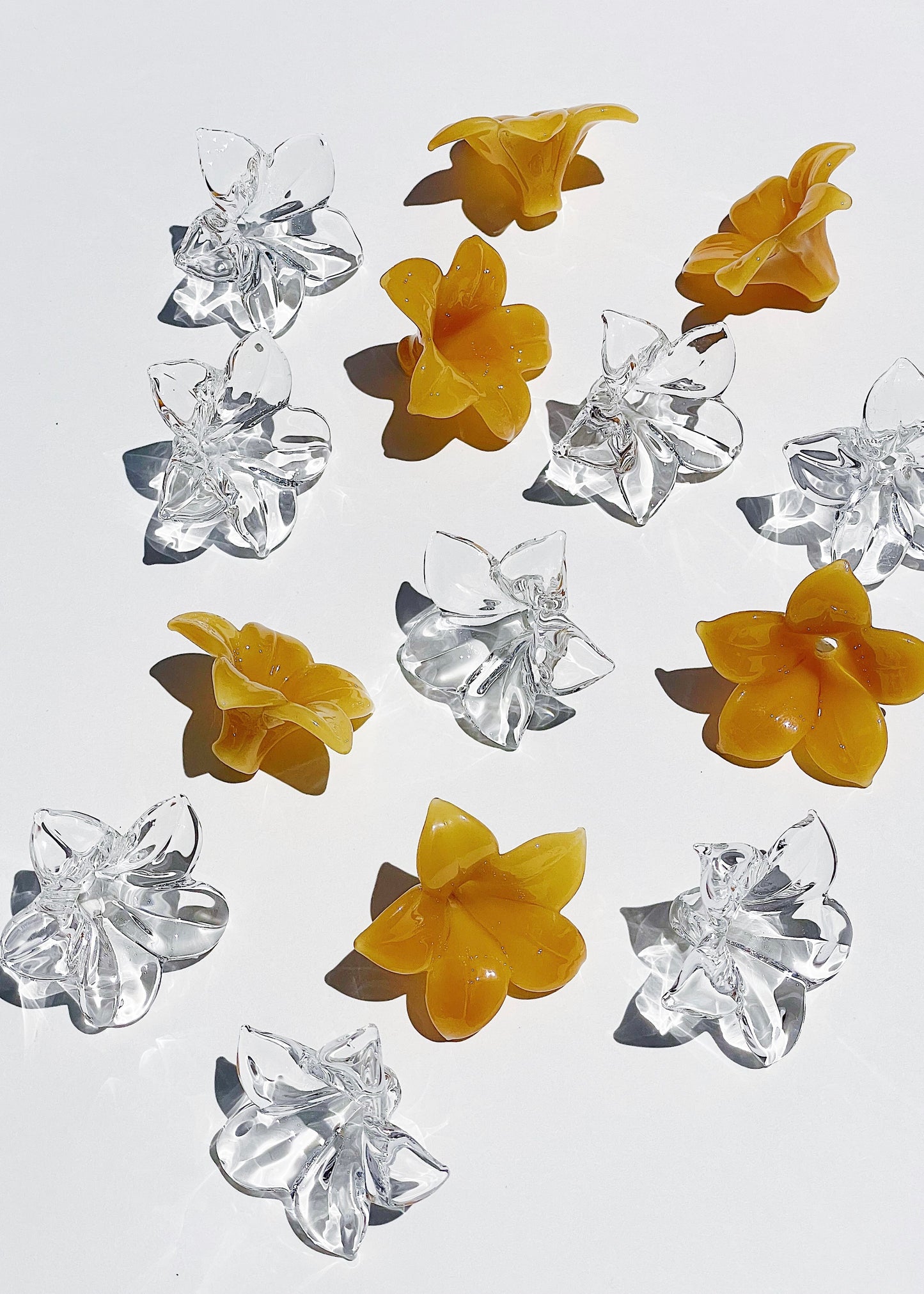Single Pua Melia Plumeria Flowers - Clear & Honey Yellow