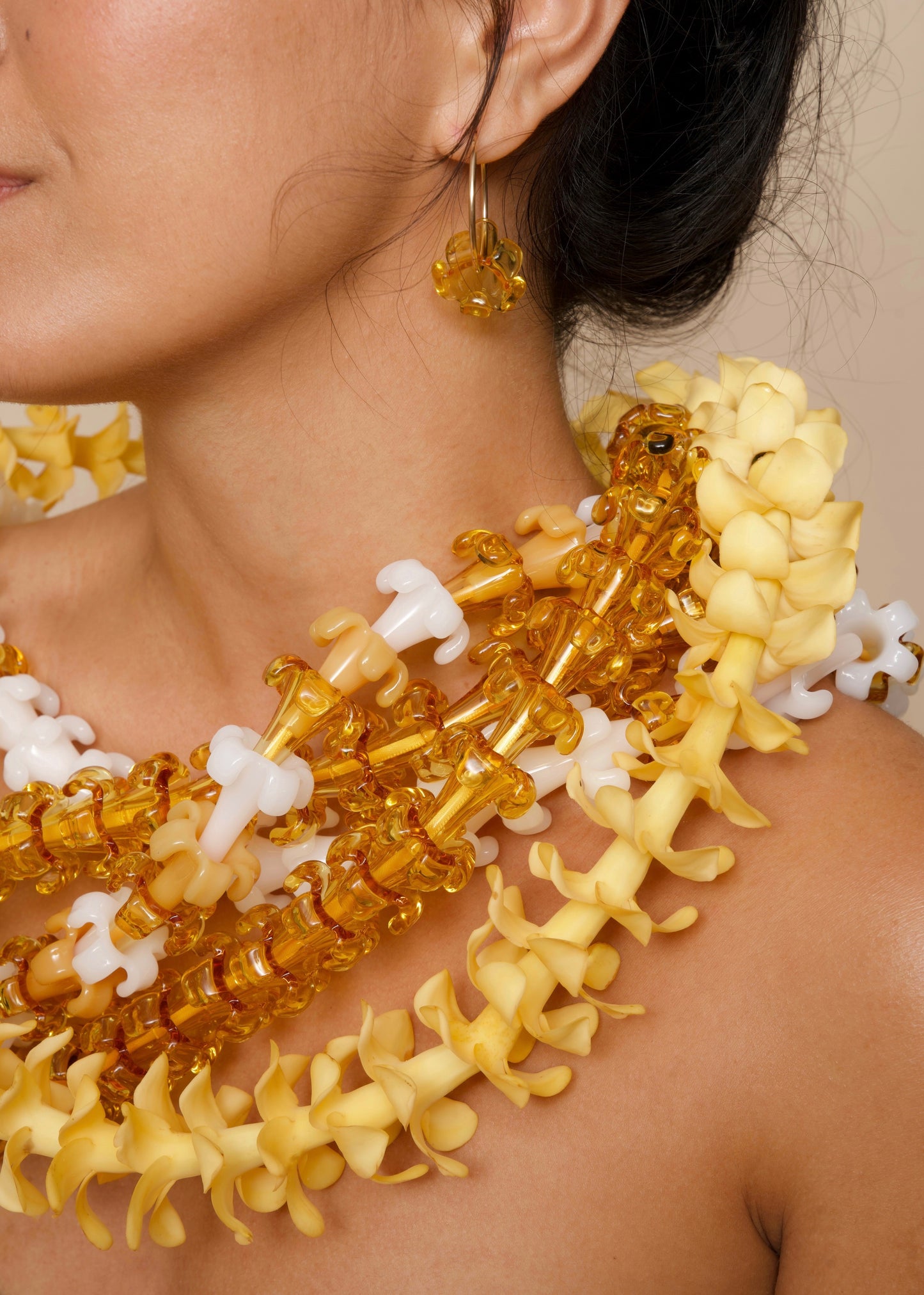 Full Mixed Color Glass Puakenikeni Lei with 58 Pua