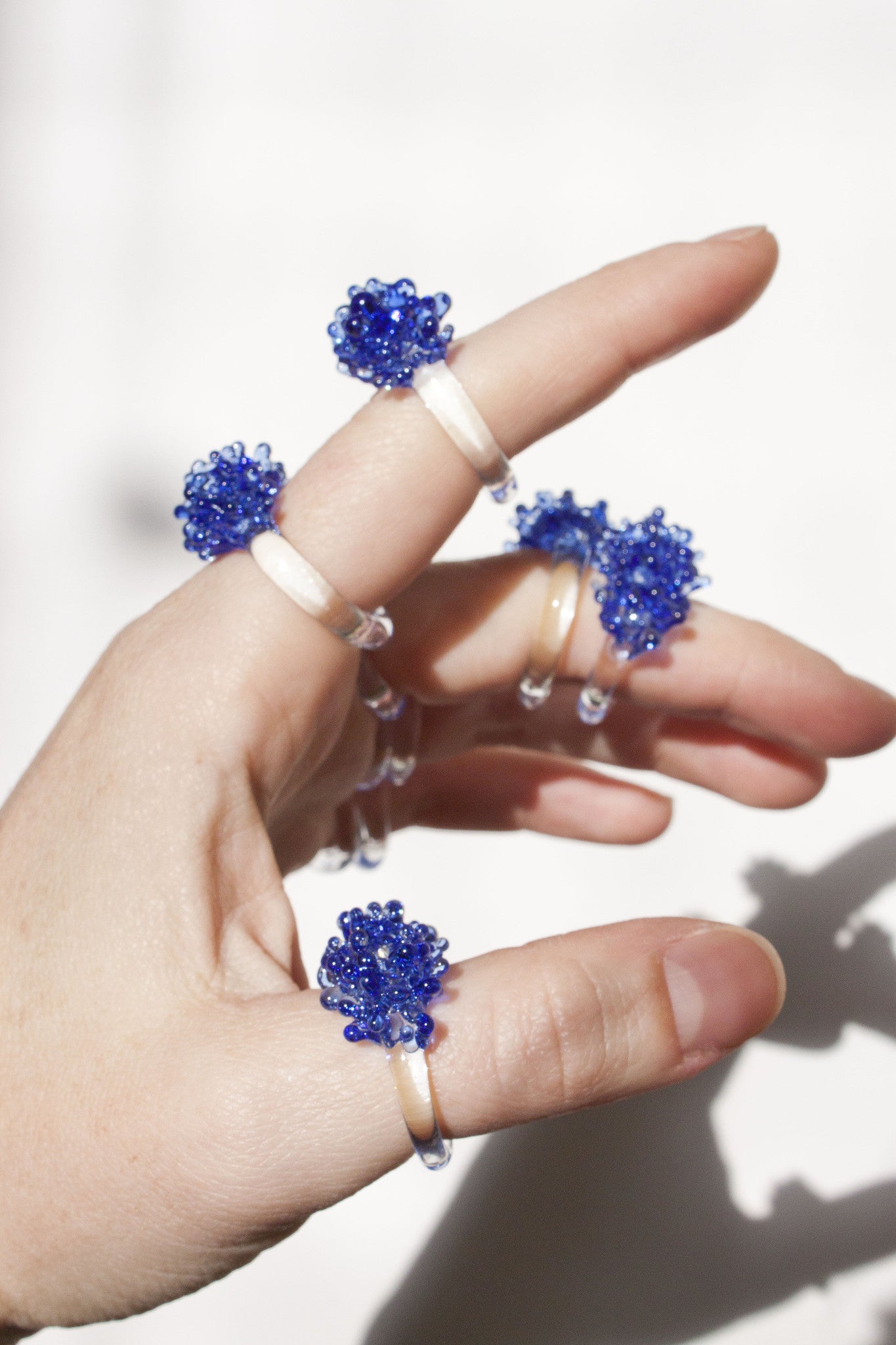 Glass Cluster Ring - Cobalt