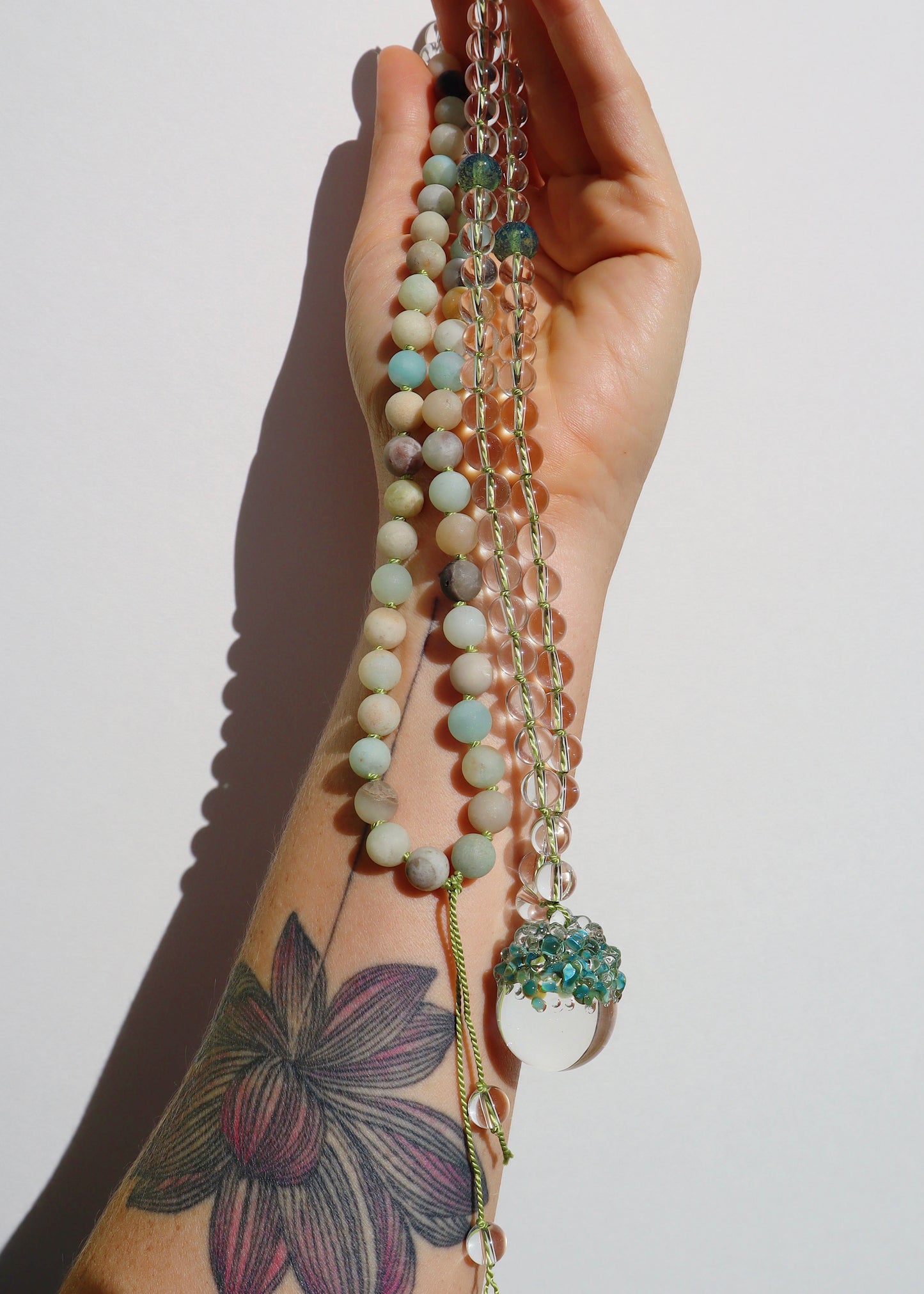 35% OFF SALE - Crystal Ball Mala Necklace - Amazonite