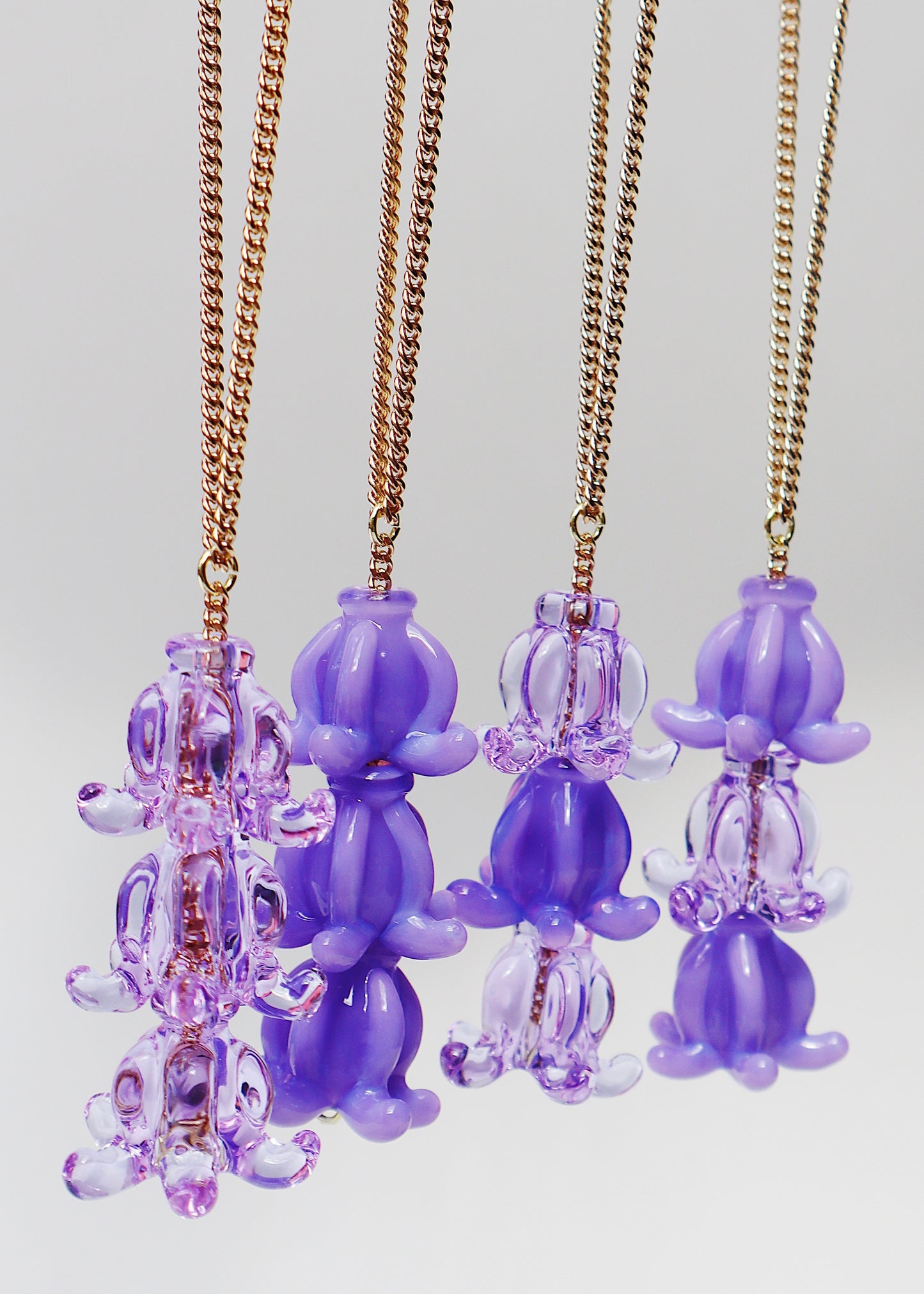 Crown Flower Drop Necklace with 3 Glass Pua