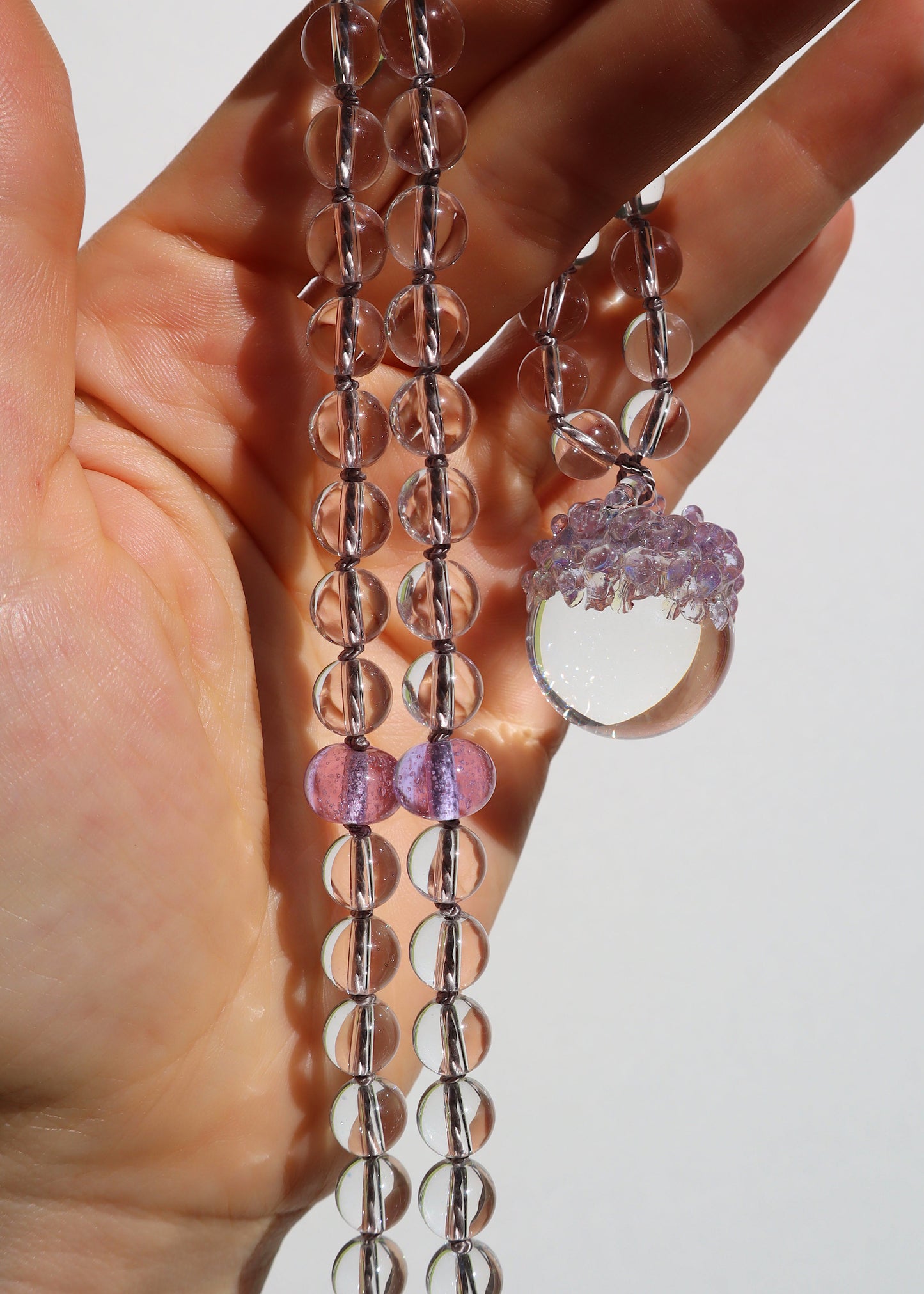 35% OFF SALE - Crystal Ball Mala Necklace - Amethyst