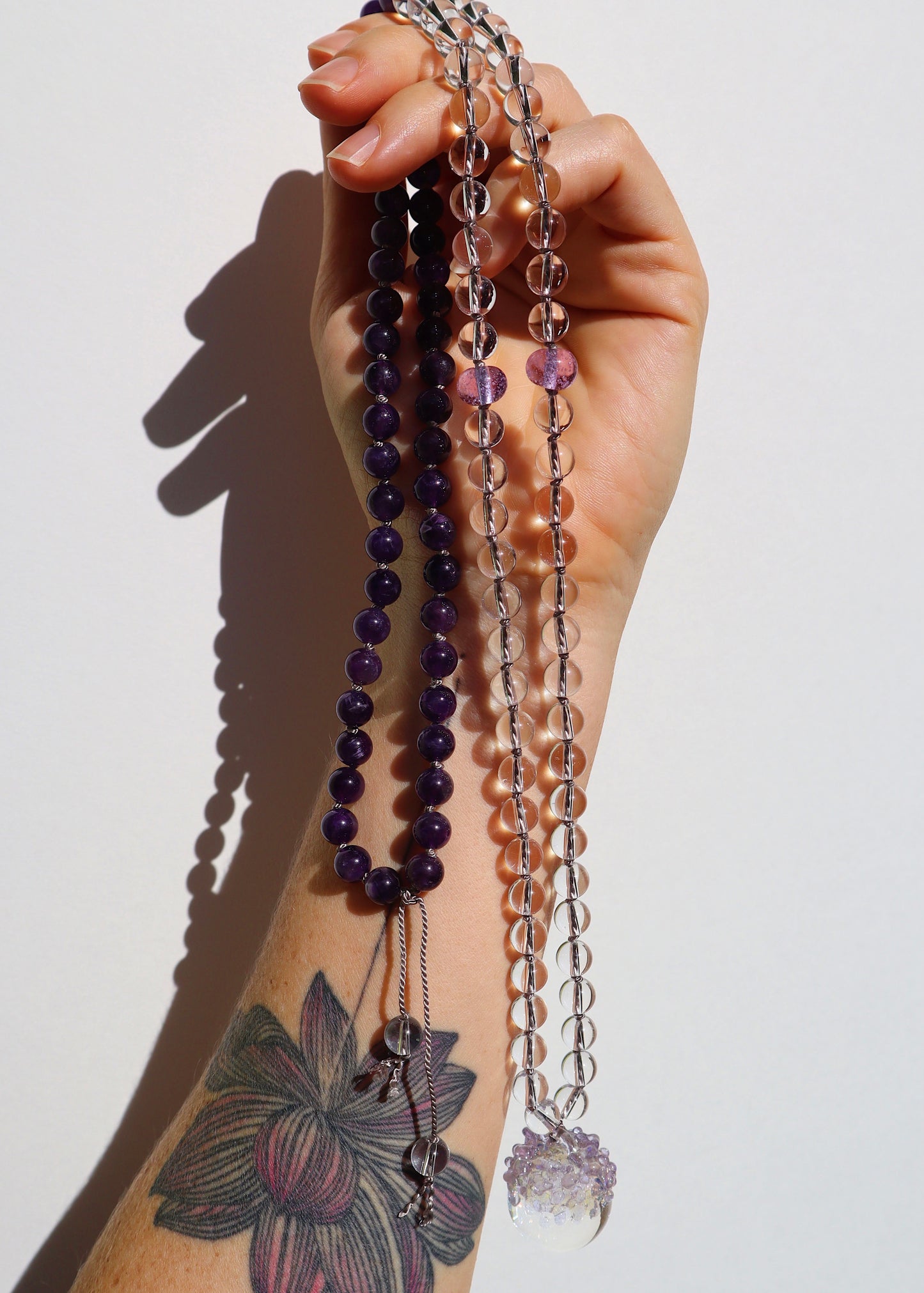 35% OFF SALE - Crystal Ball Mala Necklace - Amethyst