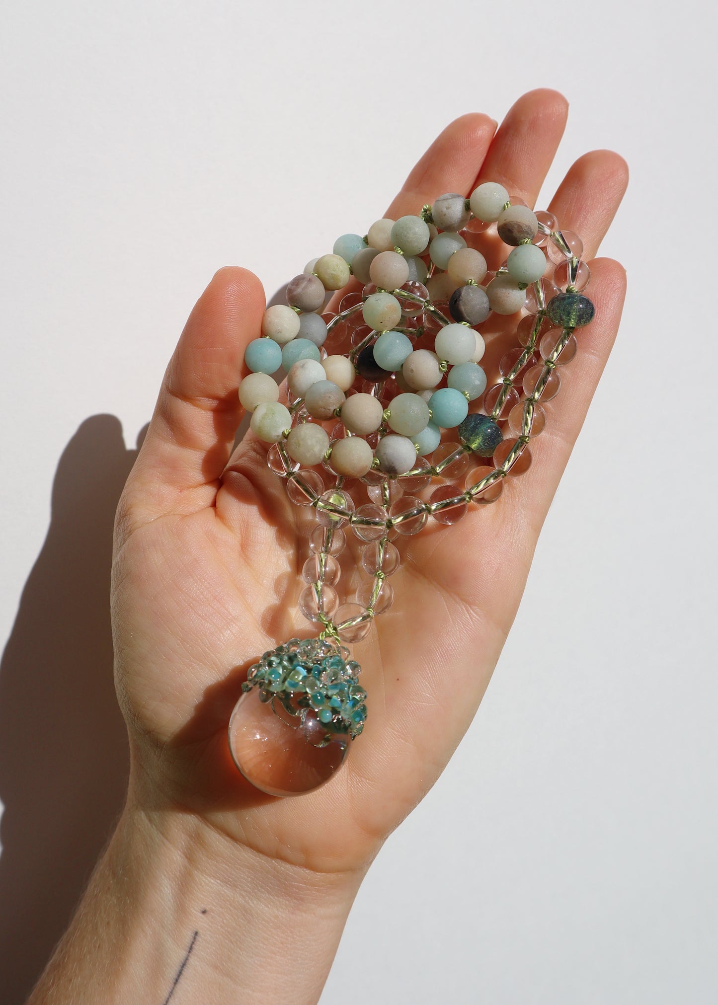 35% OFF SALE - Crystal Ball Mala Necklace - Amazonite