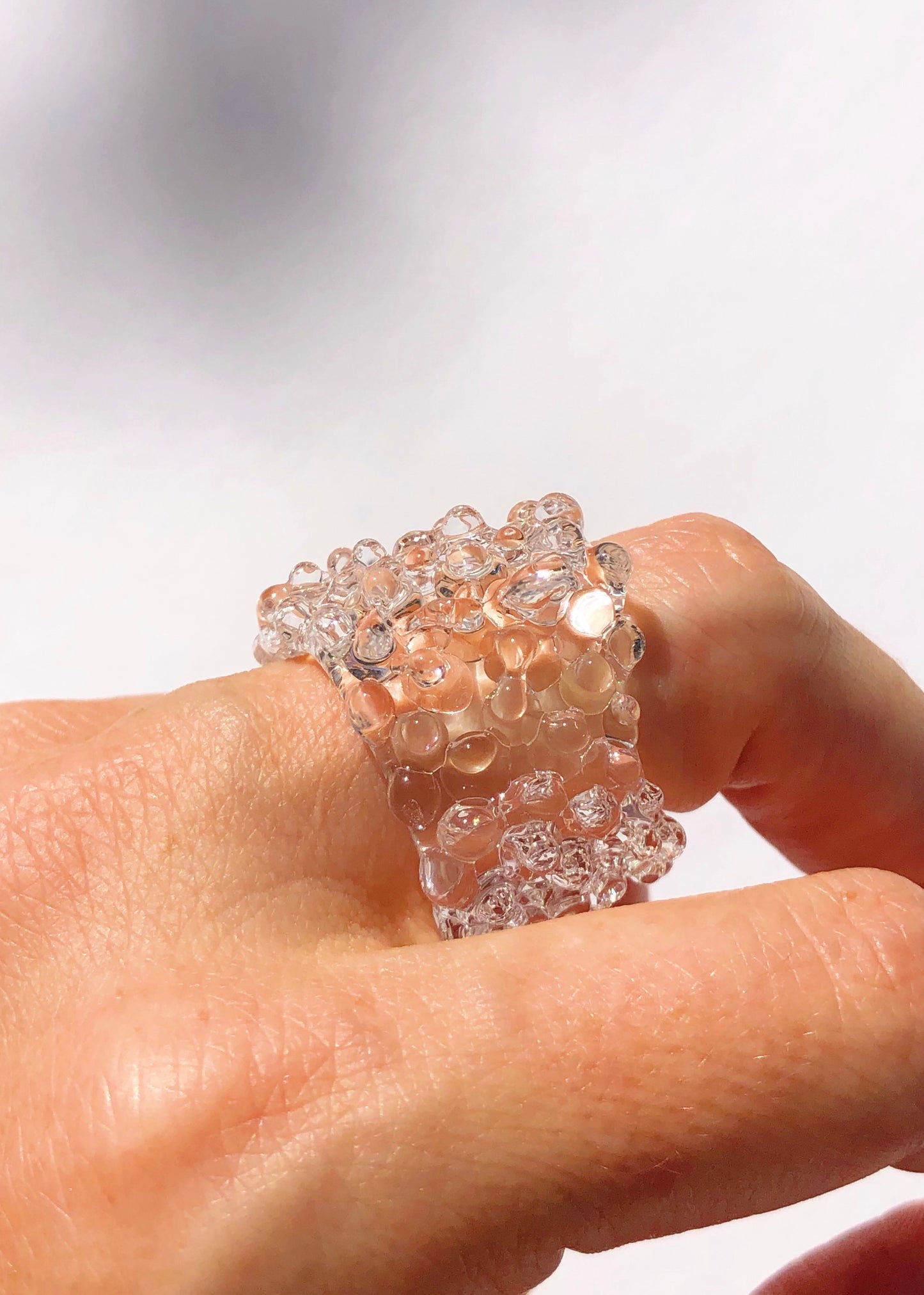35% OFF SALE - Chunky Clear Dots Ring // Size 10