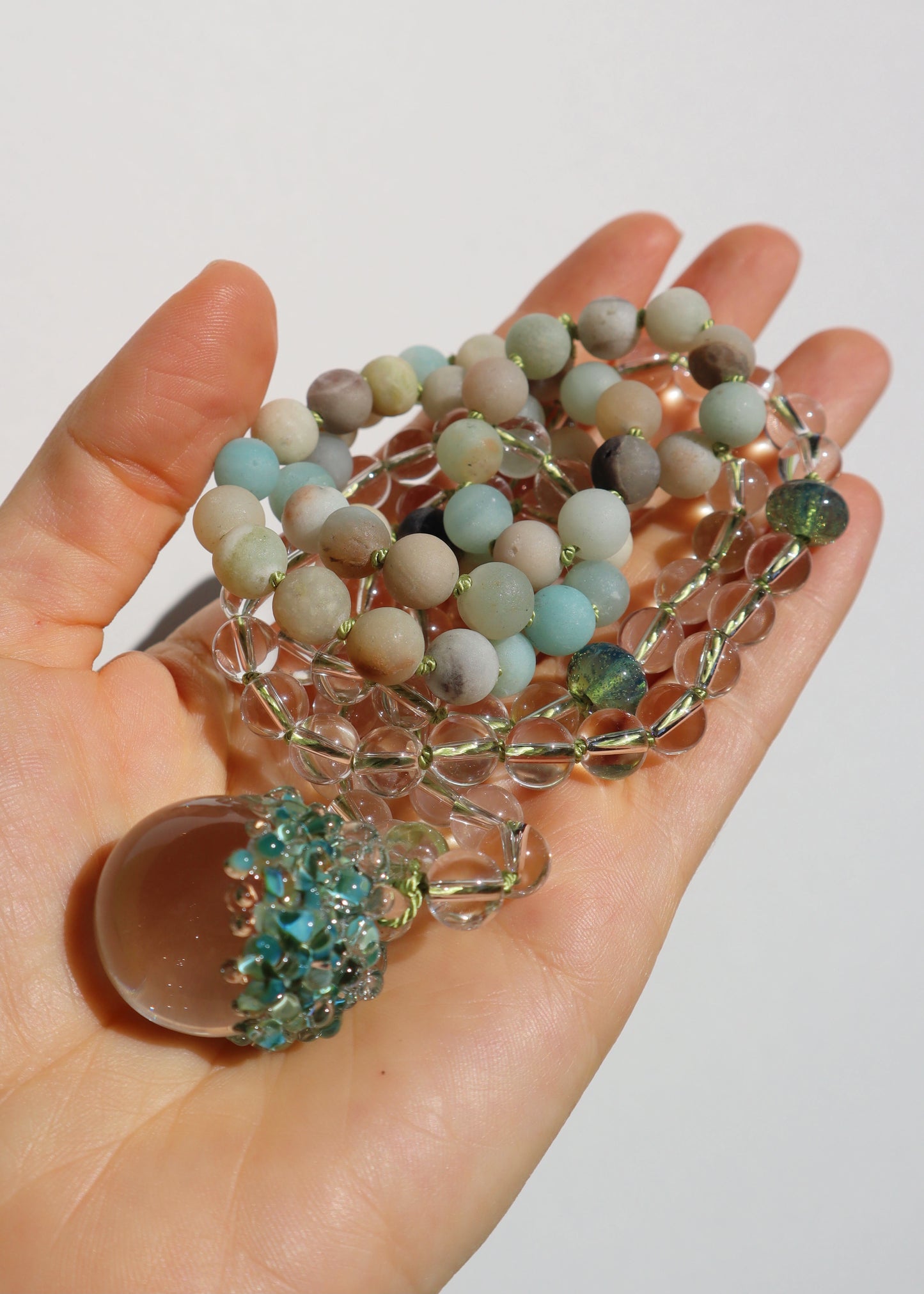 35% OFF SALE - Crystal Ball Mala Necklace - Amazonite