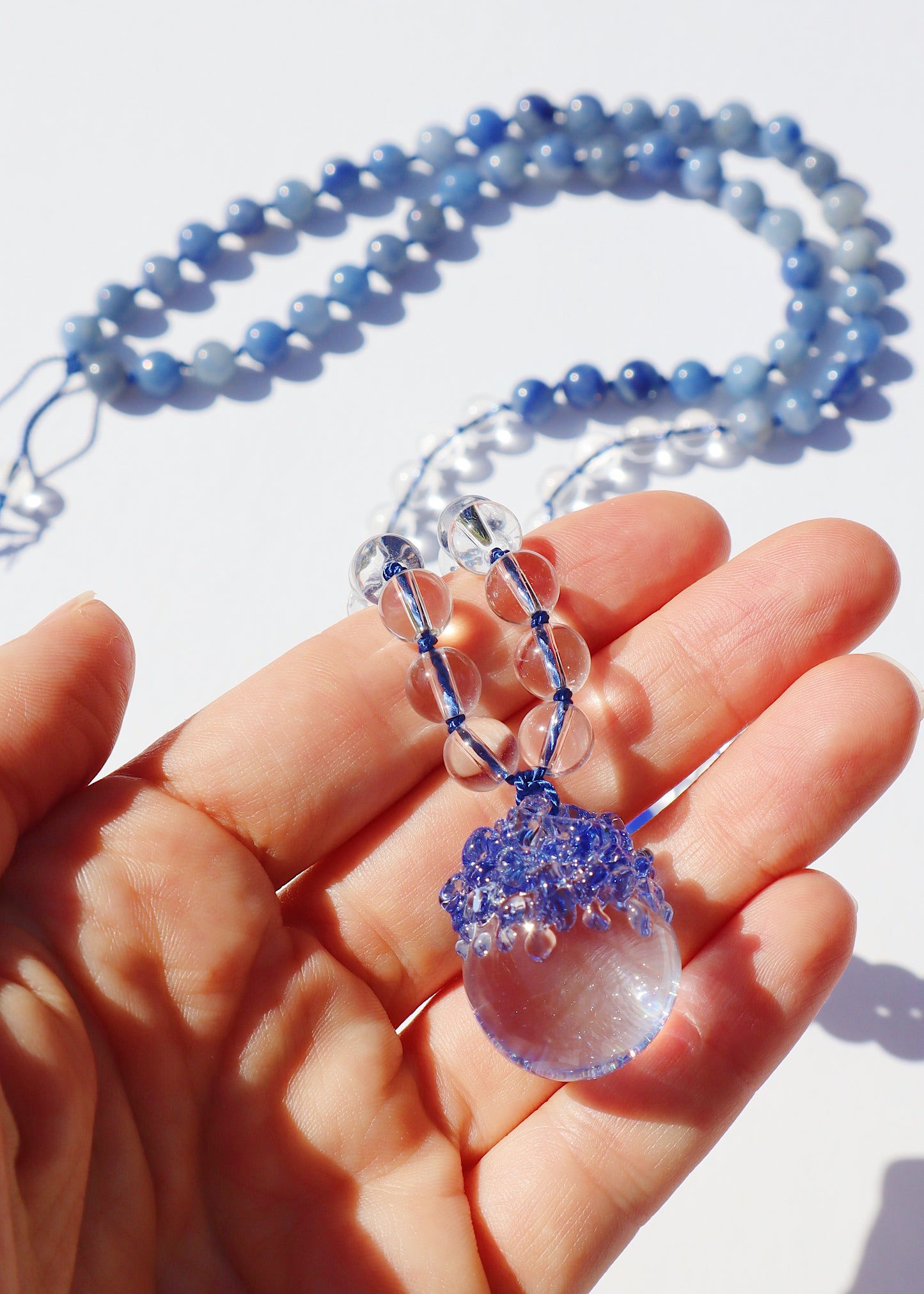 35% OFF SALE - Crystal Ball Mala Necklace - Blue Aventurine