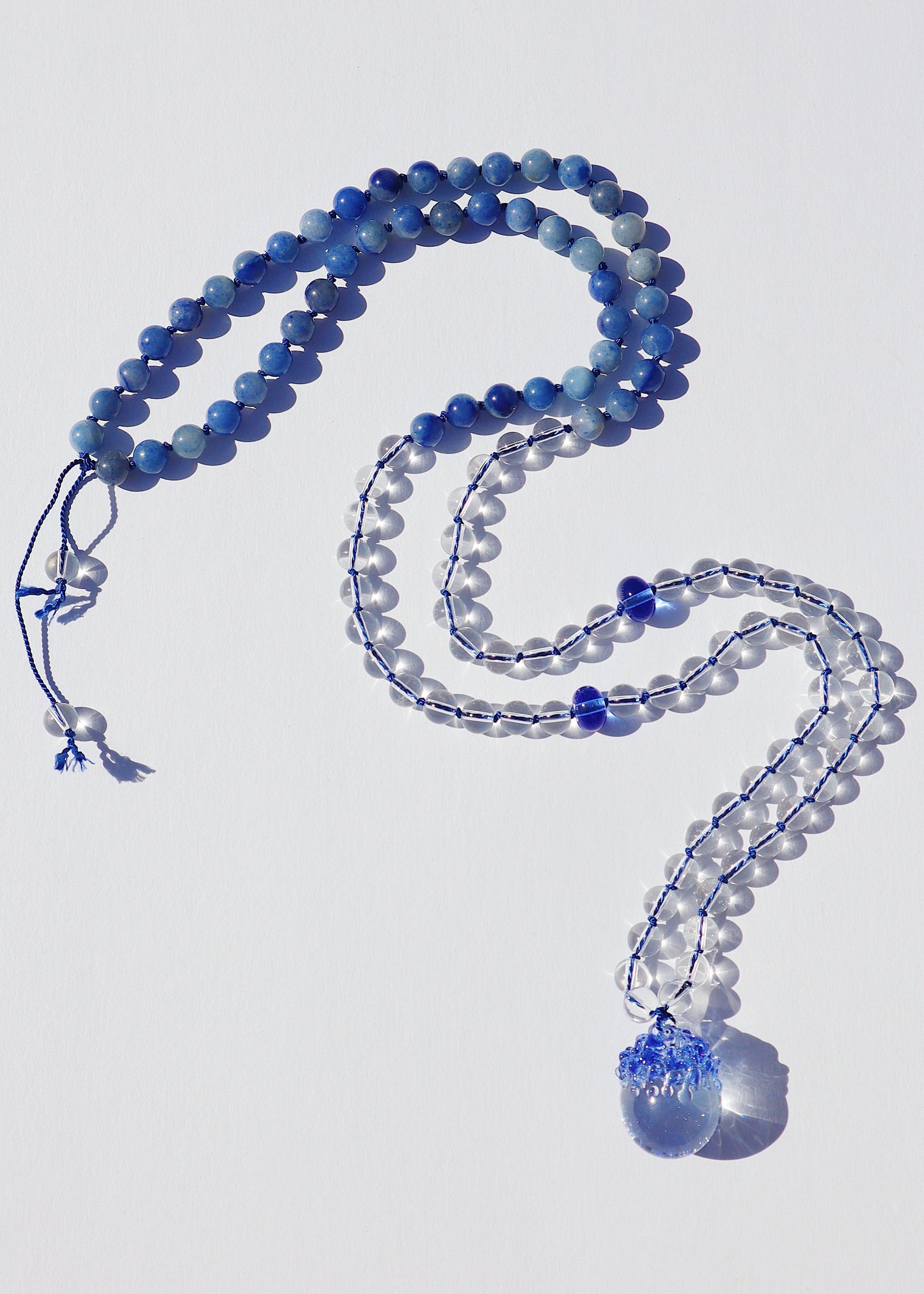 35% OFF SALE - Crystal Ball Mala Necklace - Blue Aventurine