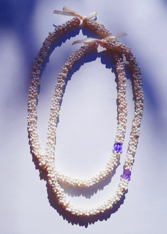 Crown Flower Mongo Shell Lei with 1 Glass Pua