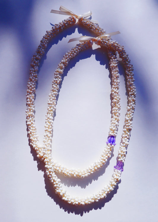 Crown Flower Mongo Shell Lei with 1 Glass Pua