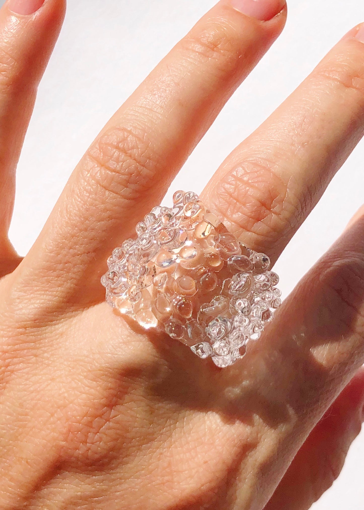 35% OFF SALE - Chunky Clear Dots Ring // Size 10